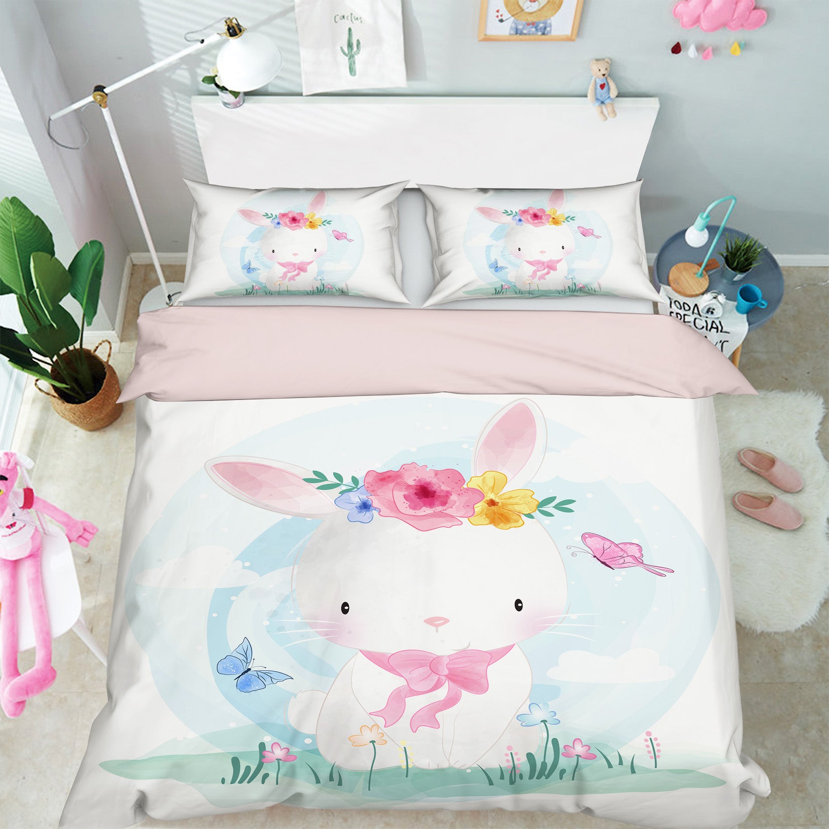 3D Cute Rabbit 67031 Bed Pillowcases Quilt