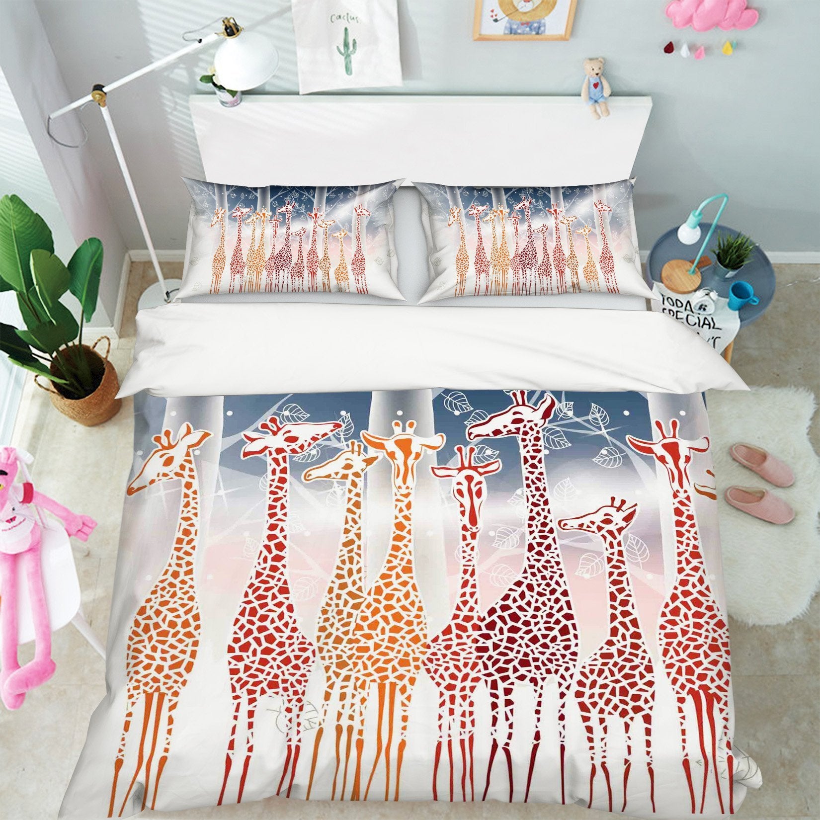 3D Giraffe Group 093 Bed Pillowcases Quilt Wallpaper AJ Wallpaper 