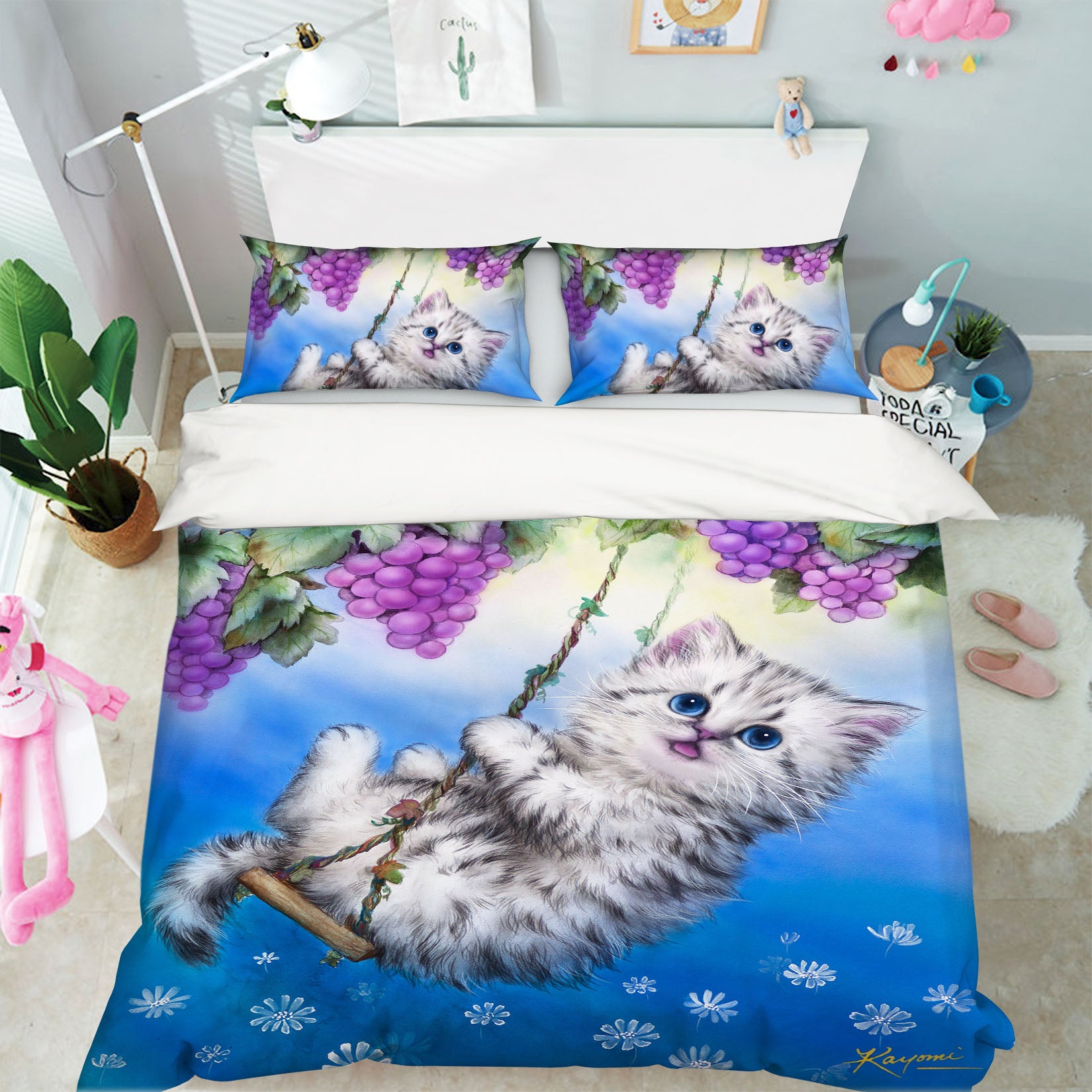 3D Grape Cat 5862 Kayomi Harai Bedding Bed Pillowcases Quilt Cover Duvet Cover