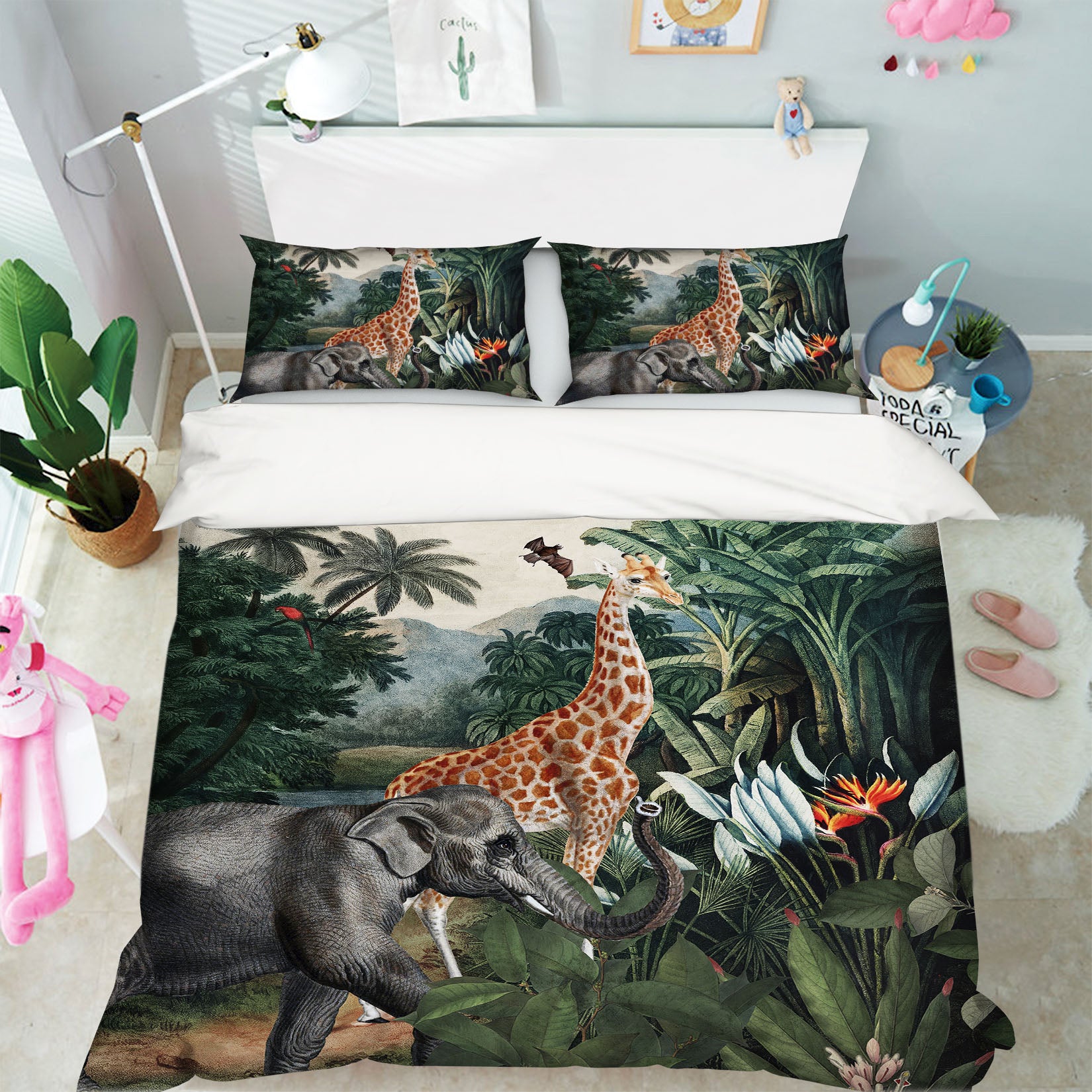 3D Giraffe Elephant 033 Uta Naumann Bedding Bed Pillowcases Quilt