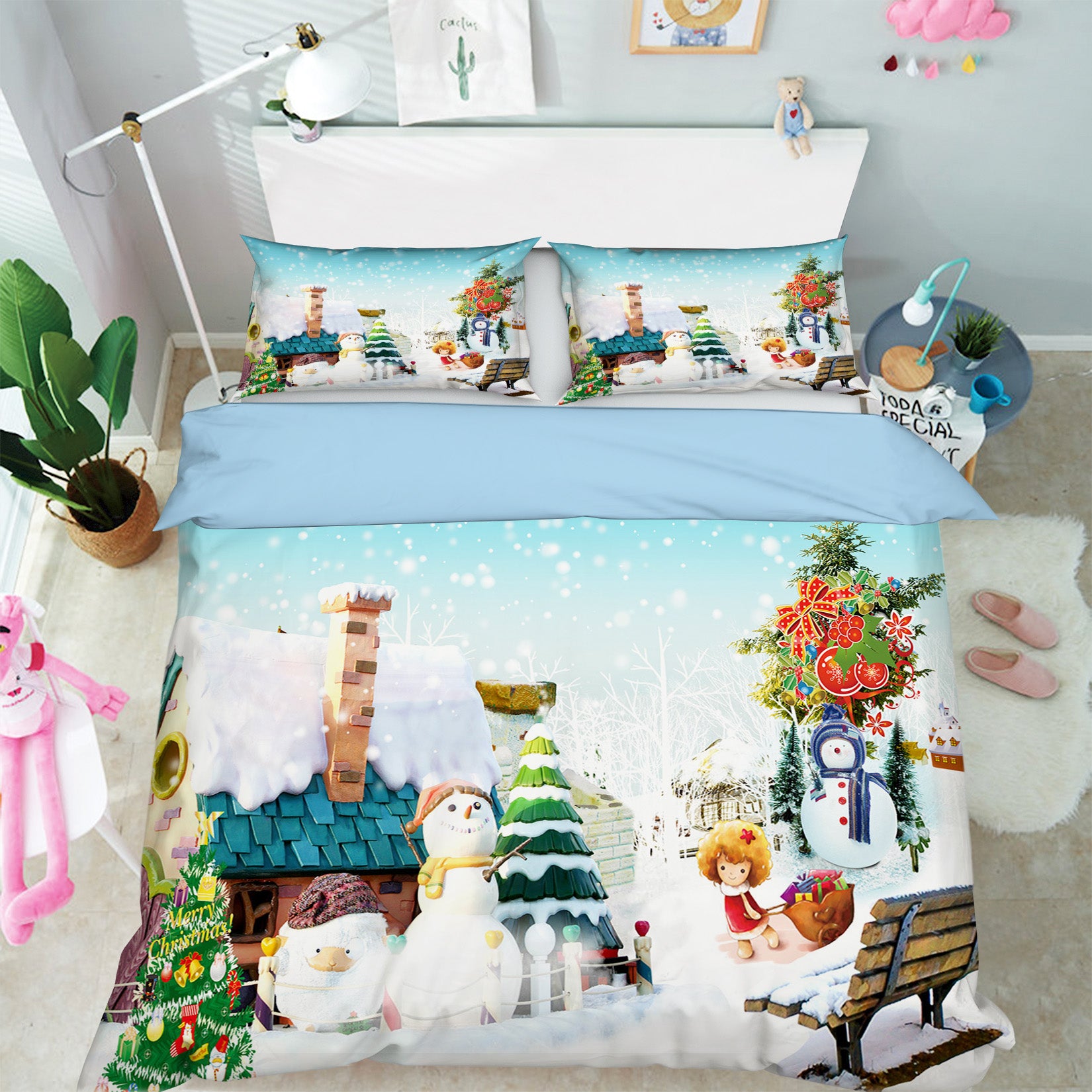 3D Snowman 31101 Christmas Quilt Duvet Cover Xmas Bed Pillowcases