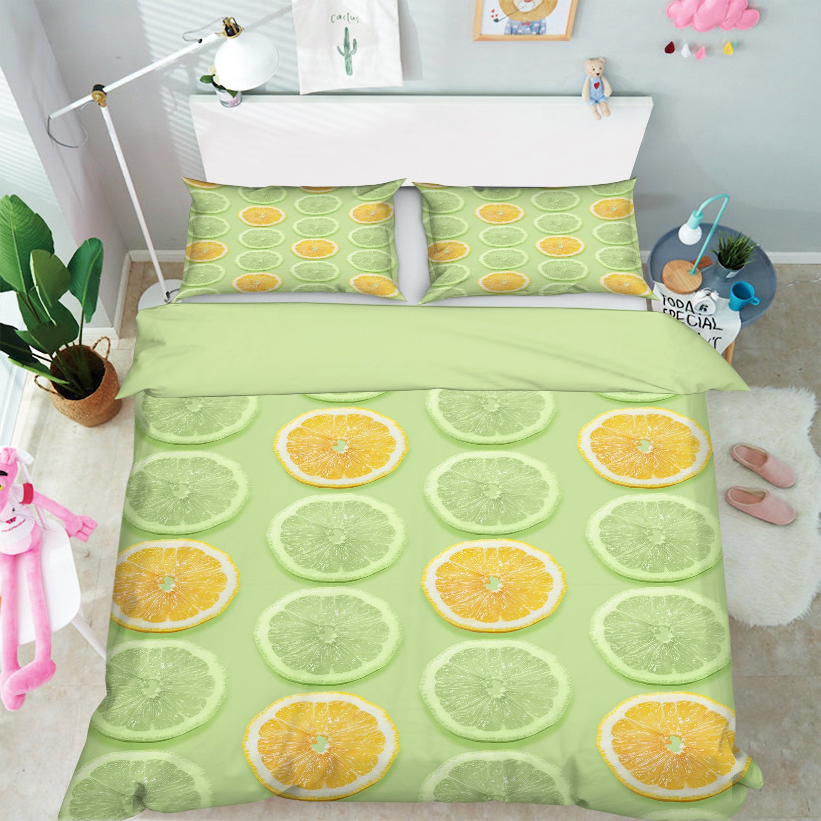 3D Lemon Slices 67093 Bed Pillowcases Quilt