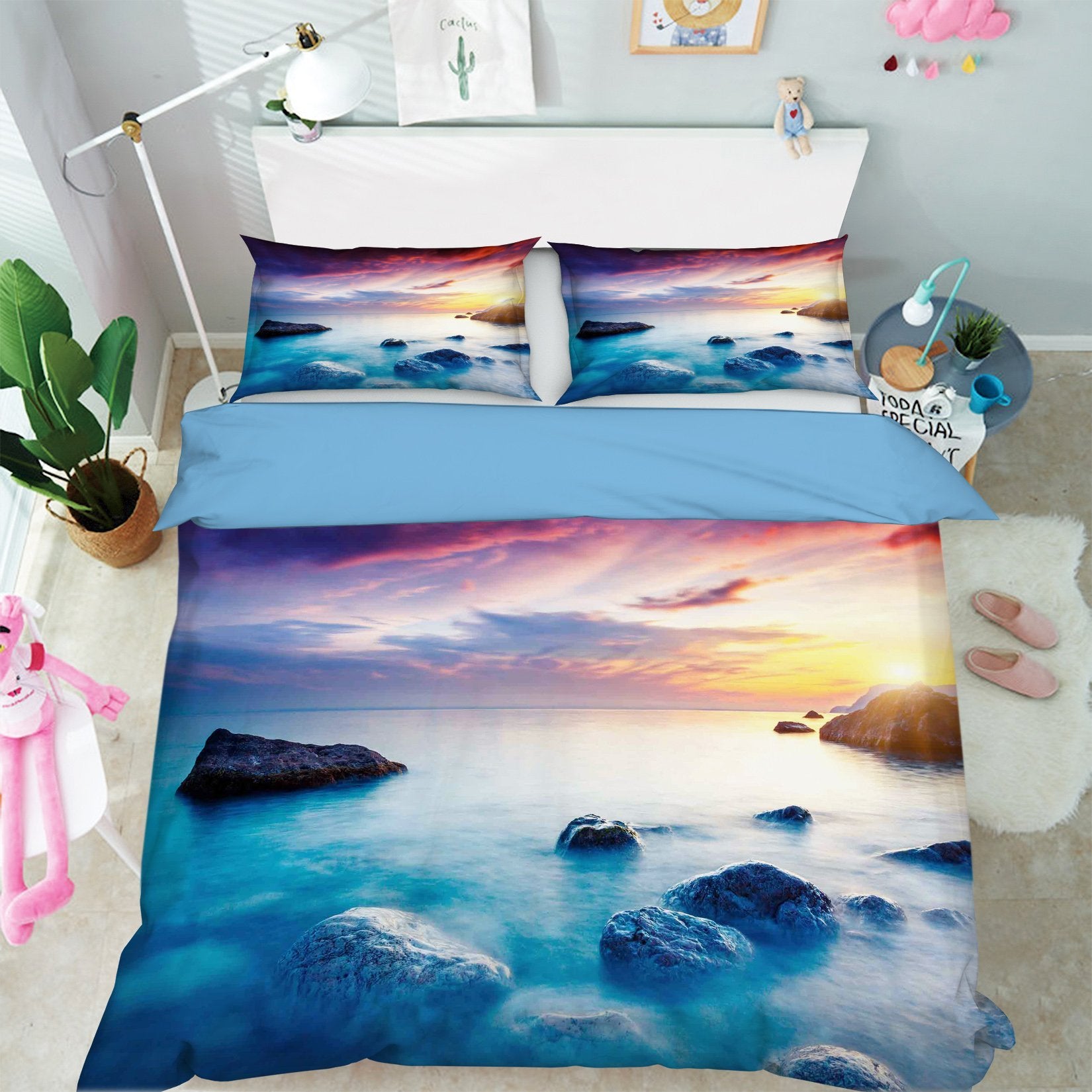 3D Sunset Stones 032 Bed Pillowcases Quilt Wallpaper AJ Wallpaper 