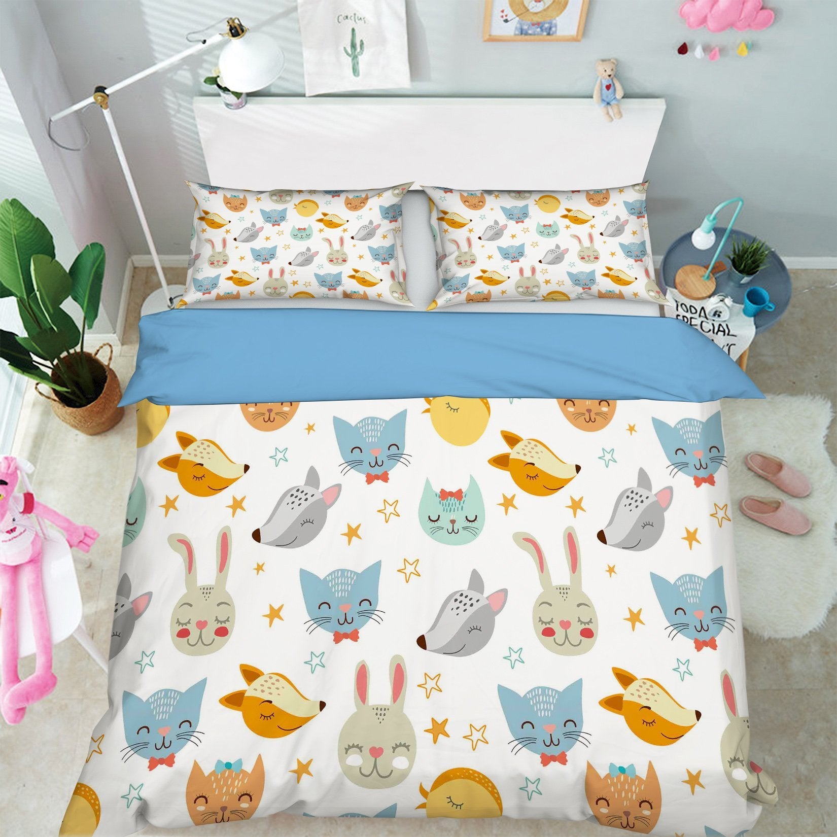 3D Animal Head 111 Bed Pillowcases Quilt Wallpaper AJ Wallpaper 