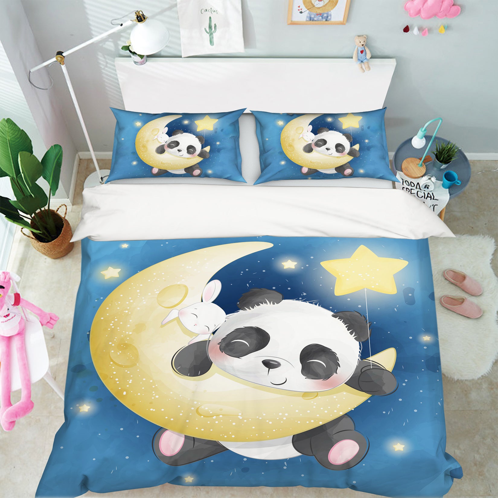 3D Moon Panda 67007 Bed Pillowcases Quilt