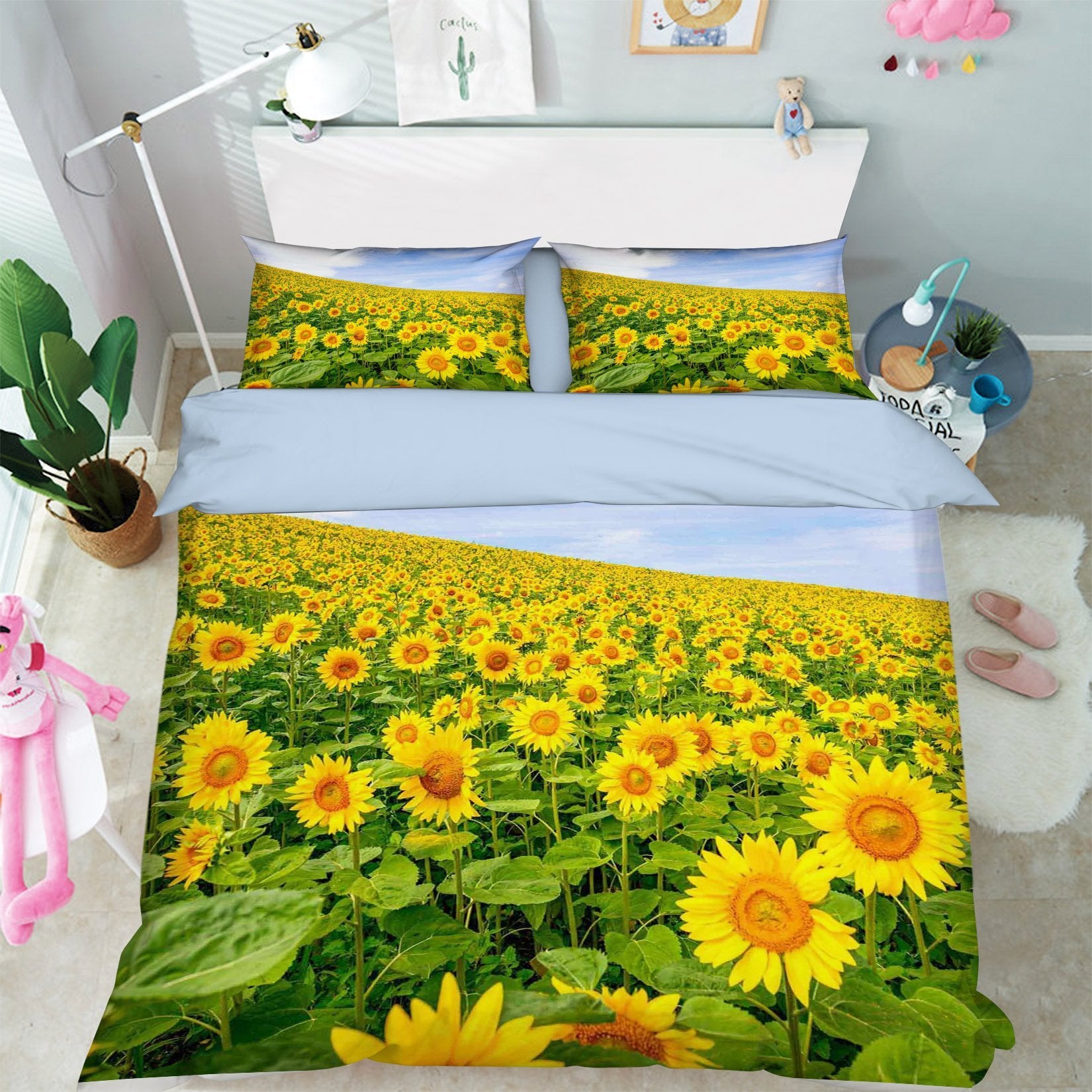 3D Sunflowers Field 248 Bed Pillowcases Quilt Wallpaper AJ Wallpaper 