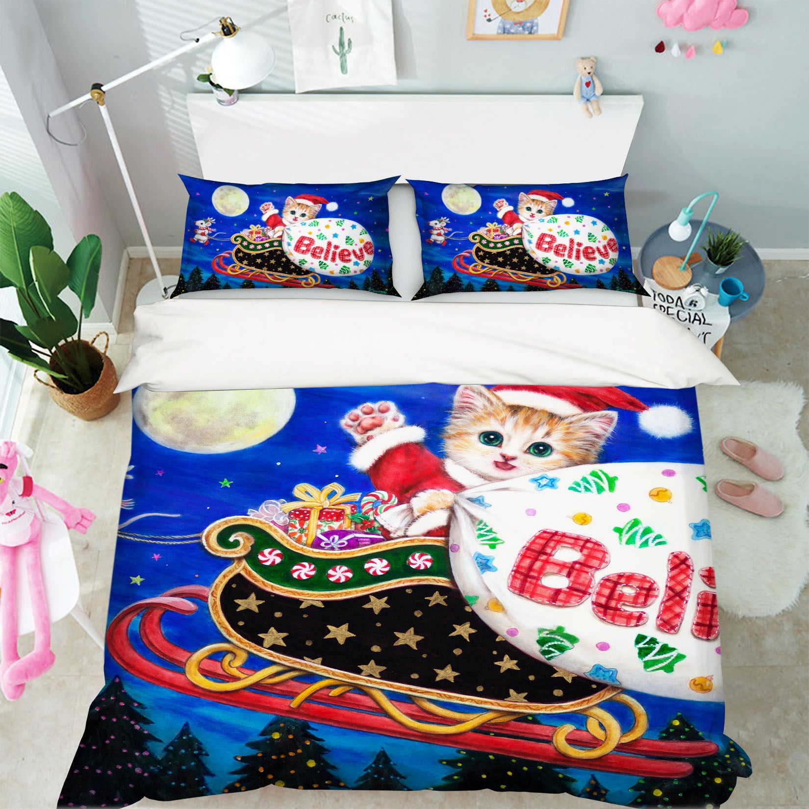 3D Christmas Cat 5815 Kayomi Harai Bedding Bed Pillowcases Quilt Cover Duvet Cover