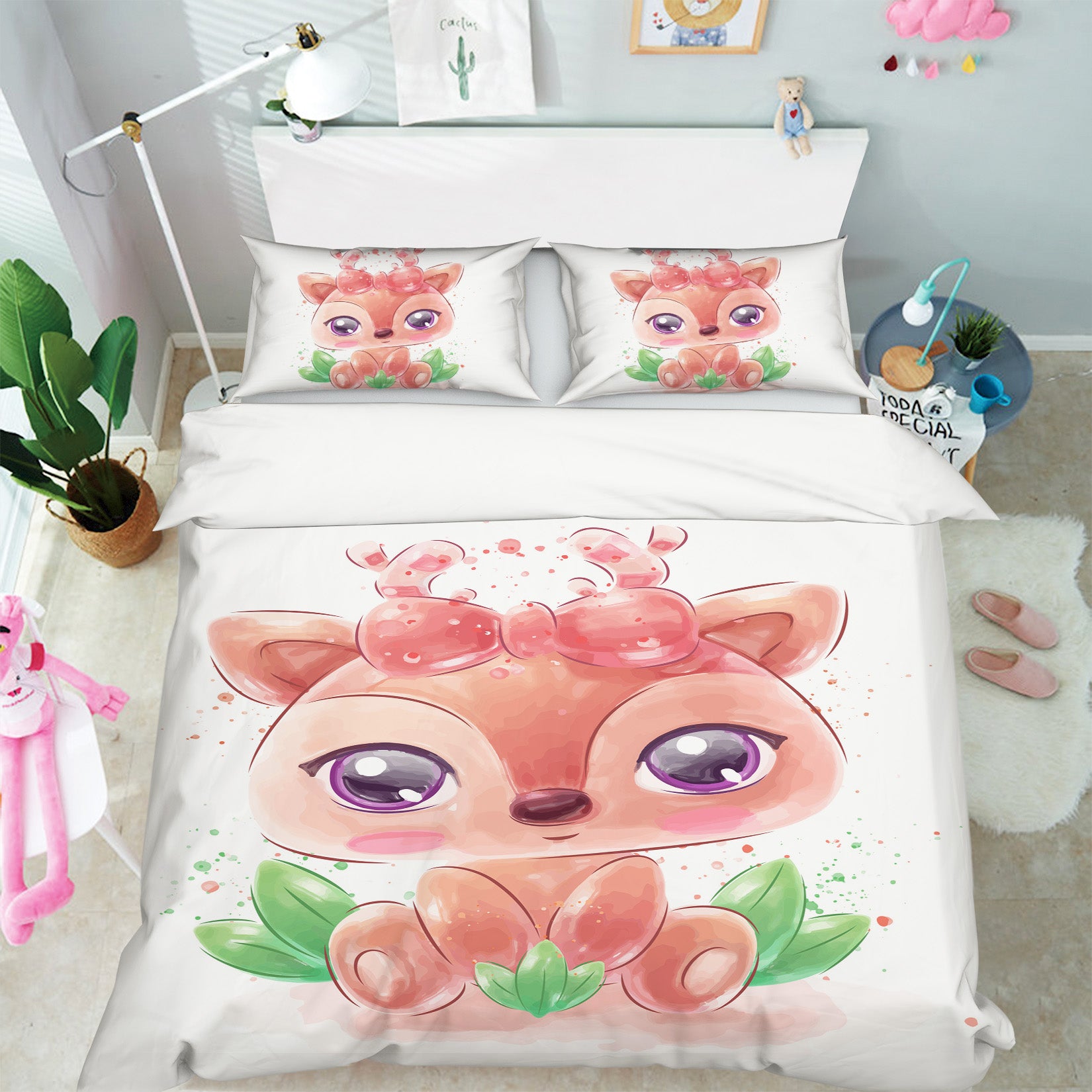 3D Cute Deer 67010 Bed Pillowcases Quilt