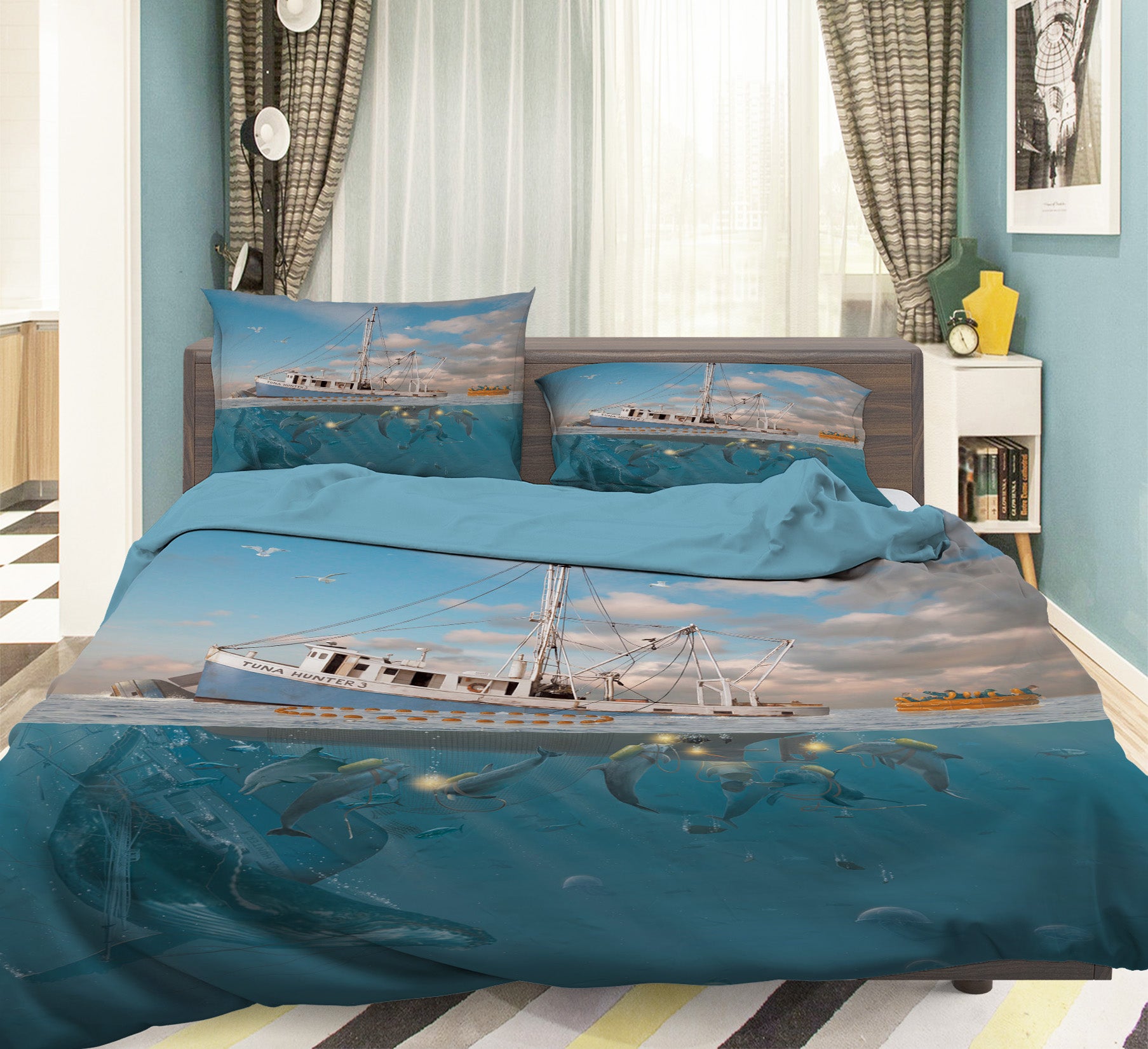 3D Rage Of The Dolphin 071 Bed Pillowcases Quilt Exclusive Designer Vincent