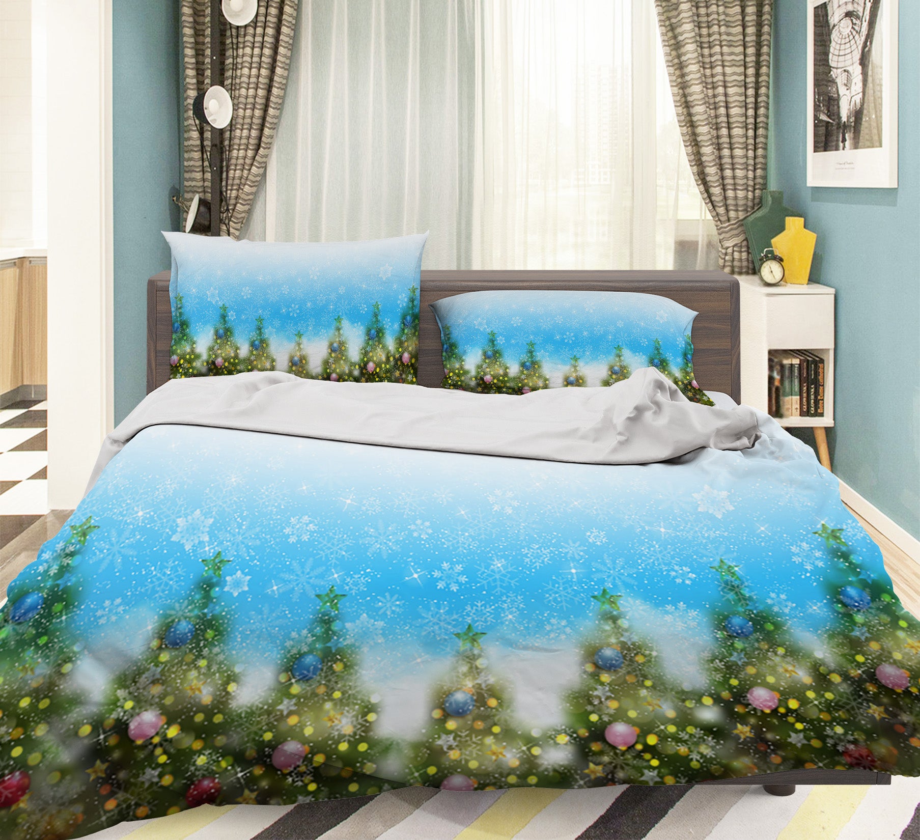 3D Tree Snowflake Colored Balls 53018 Christmas Quilt Duvet Cover Xmas Bed Pillowcases