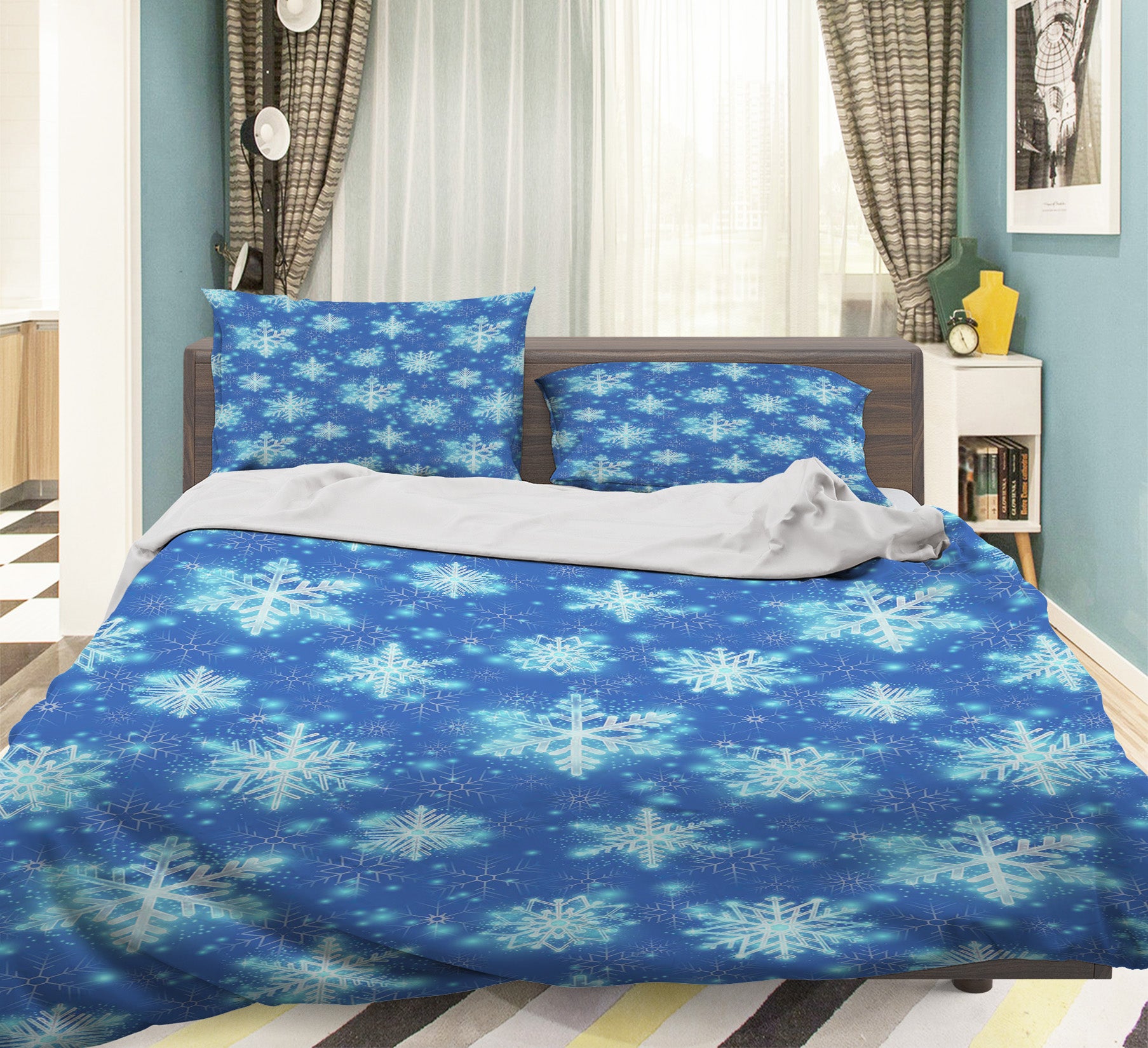 3D Snowflake 52212 Christmas Quilt Duvet Cover Xmas Bed Pillowcases