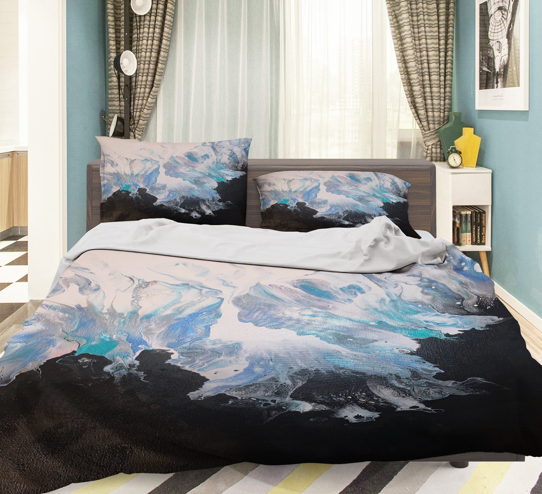 3D Black Light Blue 40048 Valerie Latrice Bedding Bed Pillowcases Quilt