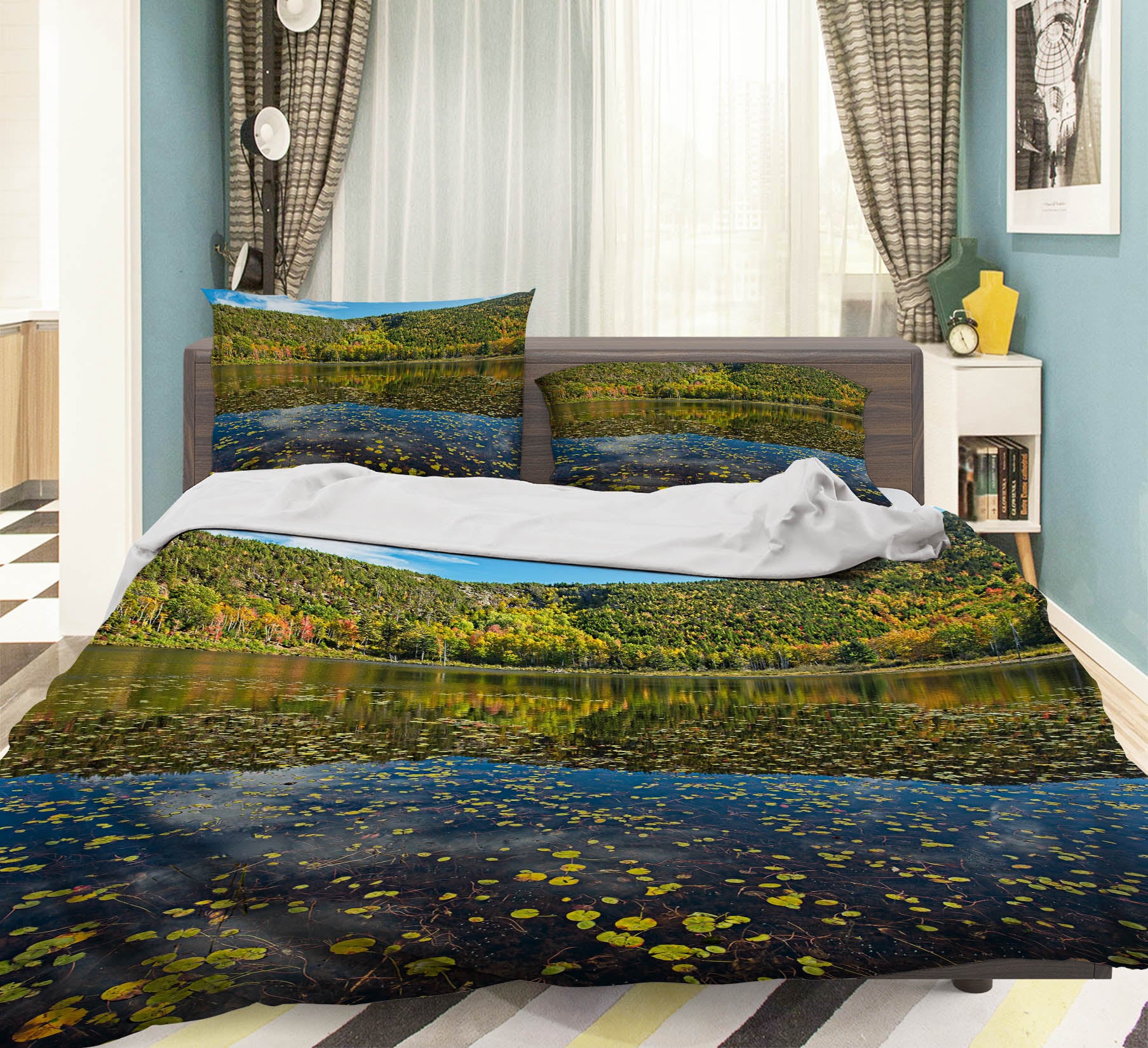 3D Lake Leaves 62188 Kathy Barefield Bedding Bed Pillowcases Quilt