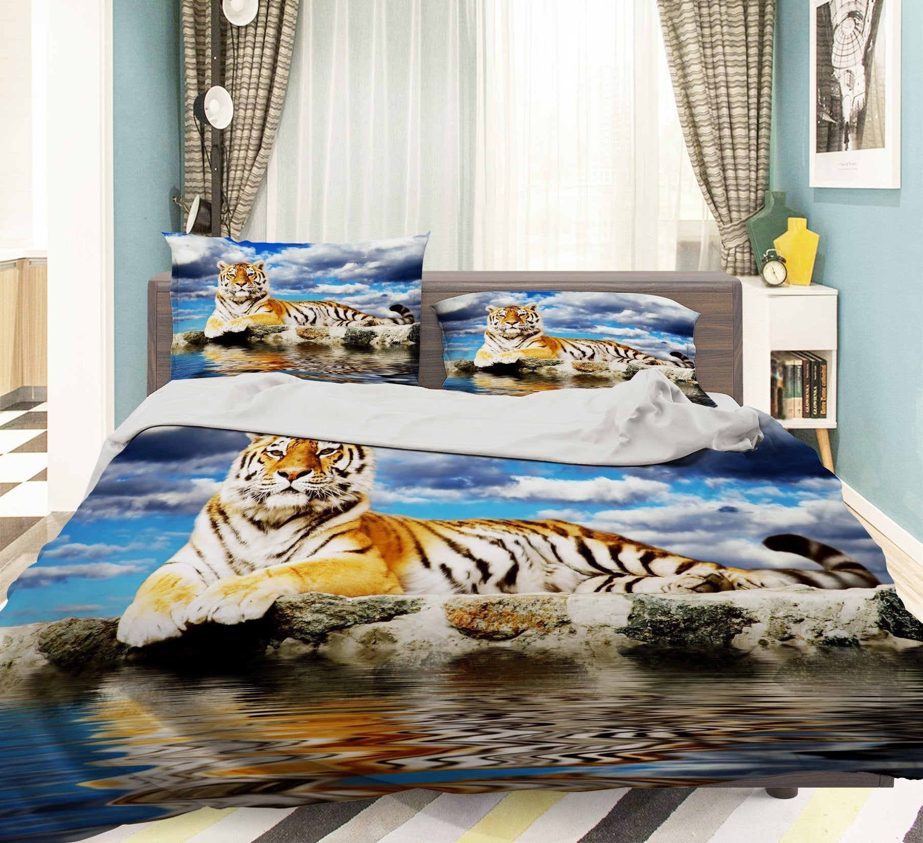 3D Seaside Tiger 245 Bed Pillowcases Quilt Wallpaper AJ Wallpaper 