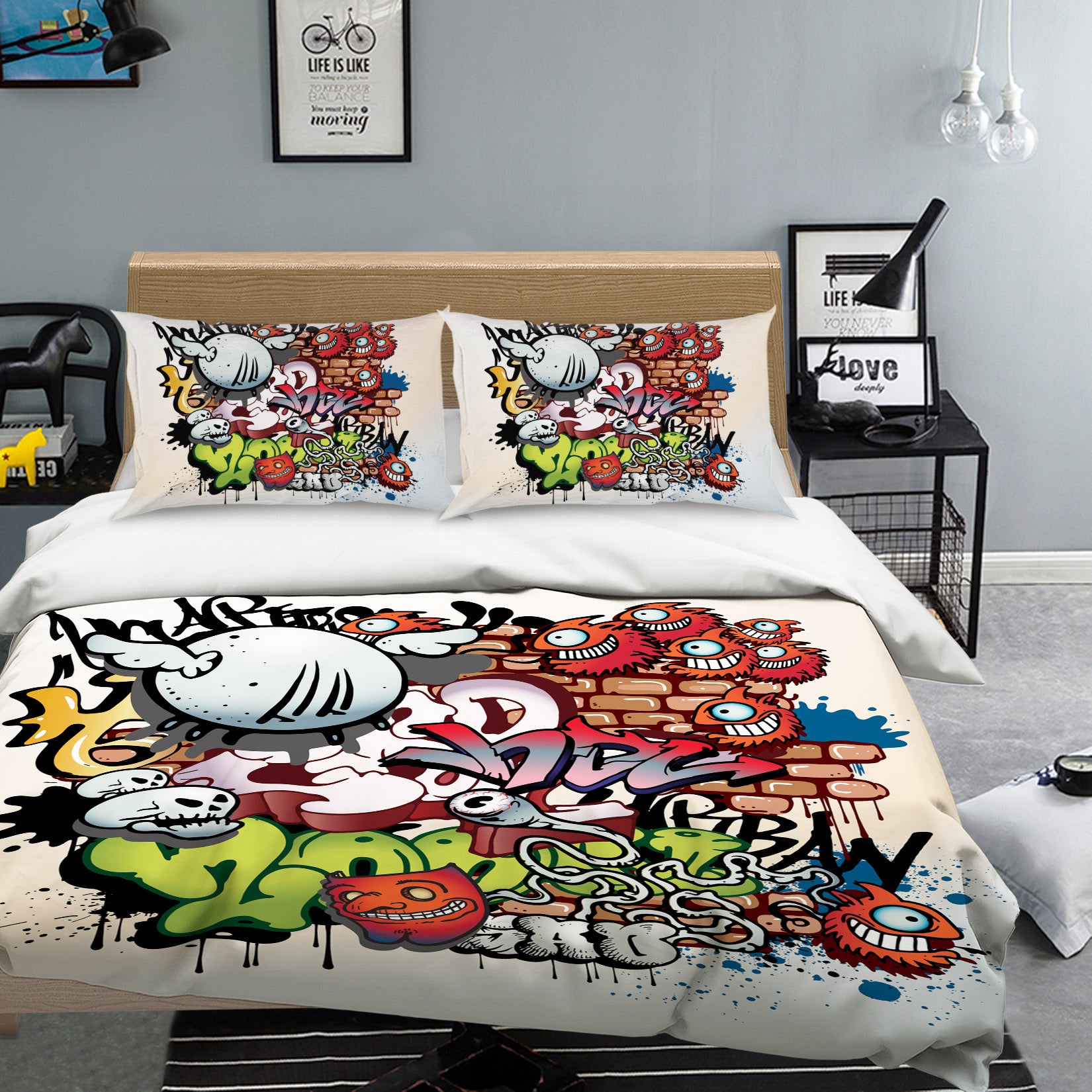 3D Graffiti 67024 Bed Pillowcases Quilt