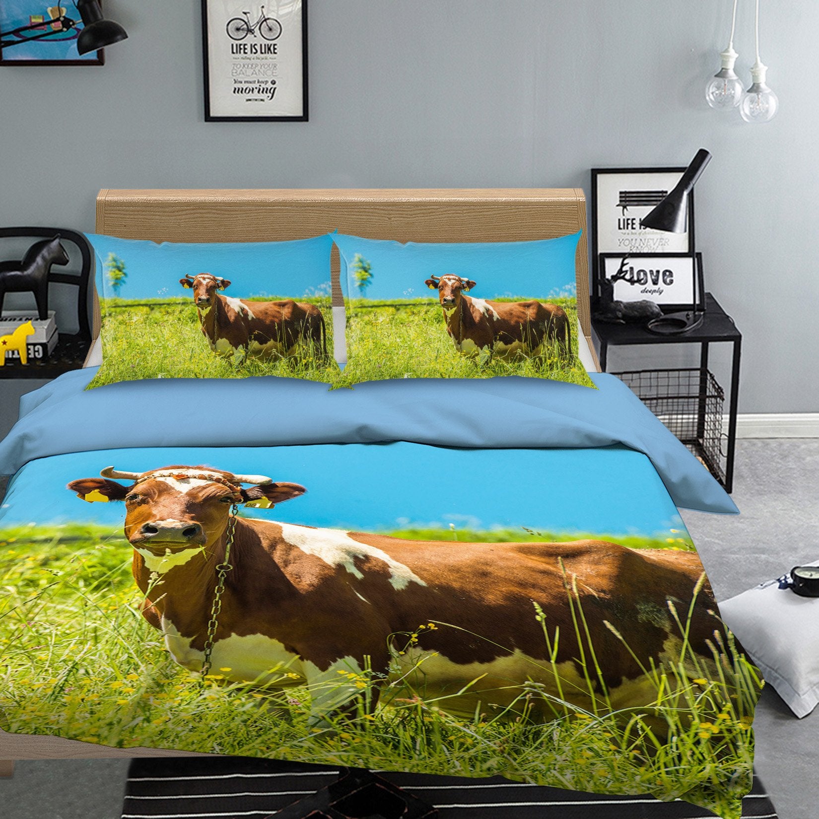 3D Brown Cow 878 Bed Pillowcases Quilt Quiet Covers AJ Creativity Home 