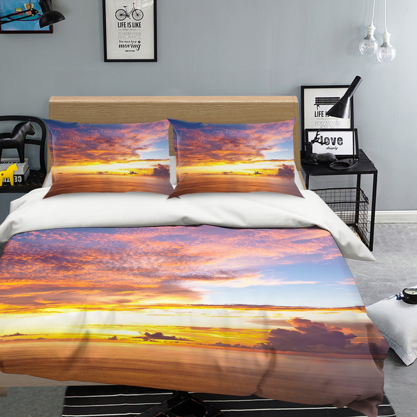 3D Sunset Clouds 072 Bed Pillowcases Quilt