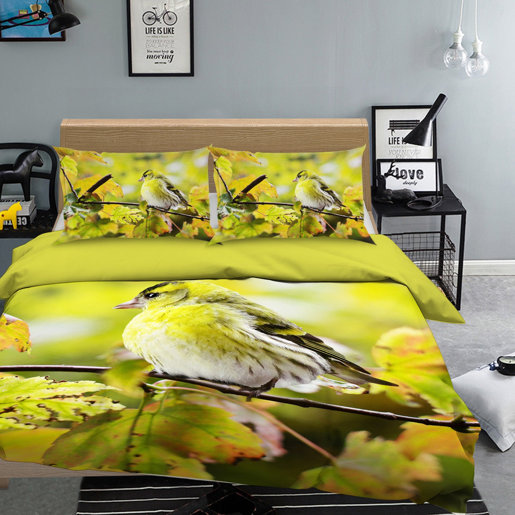 3D Green Kingfisher 024 Bed Pillowcases Quilt