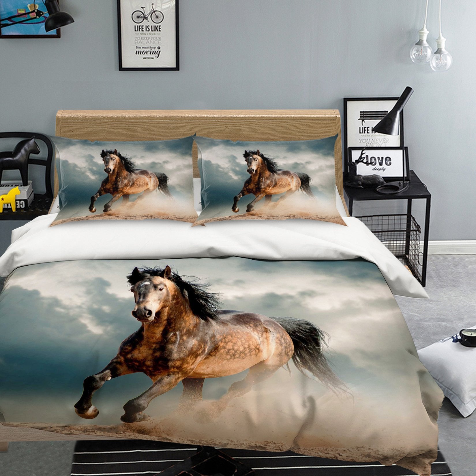 3D Running Horse 005 Bed Pillowcases Quilt Wallpaper AJ Wallpaper 