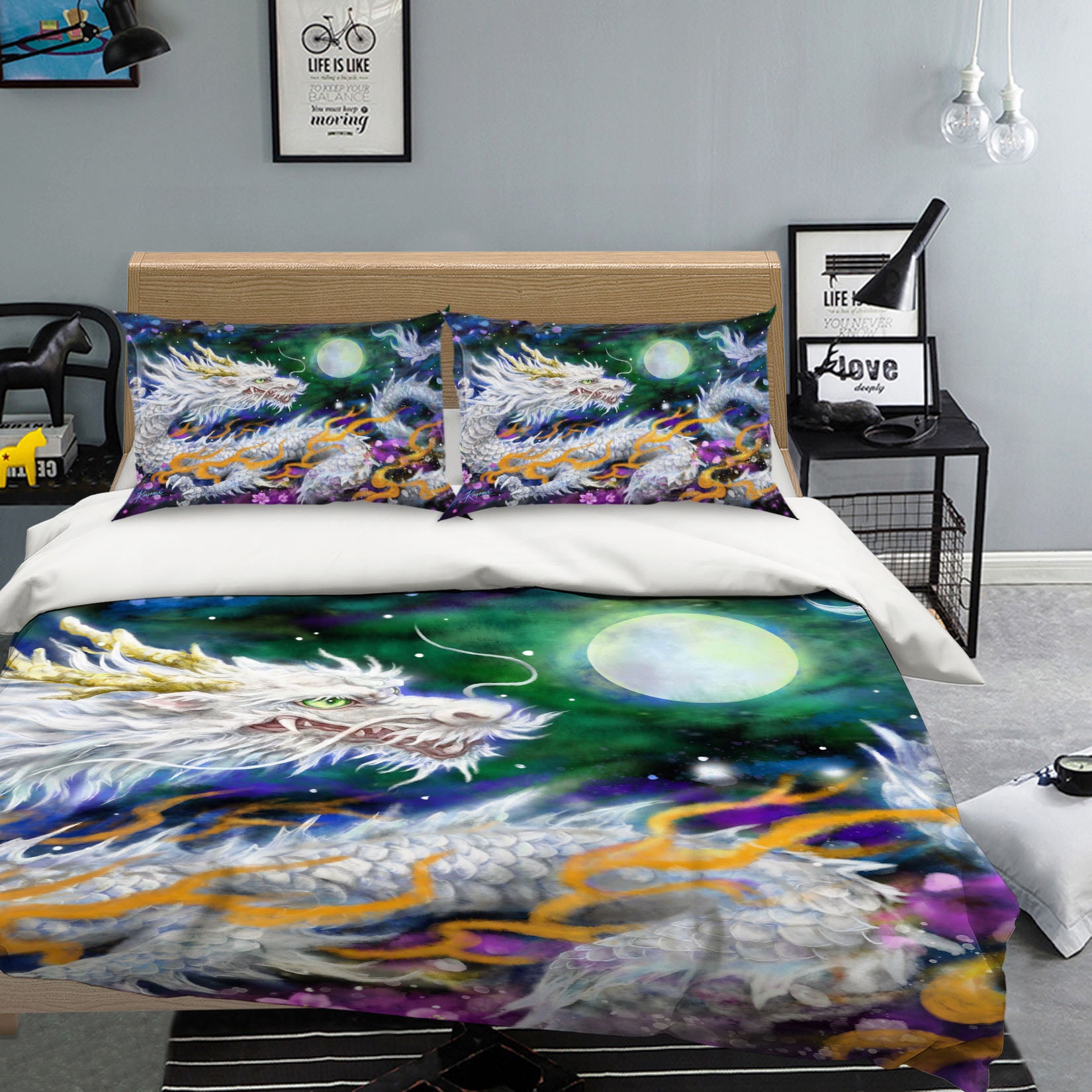 3D Dragon Moon 5882 Kayomi Harai Bedding Bed Pillowcases Quilt Cover Duvet Cover