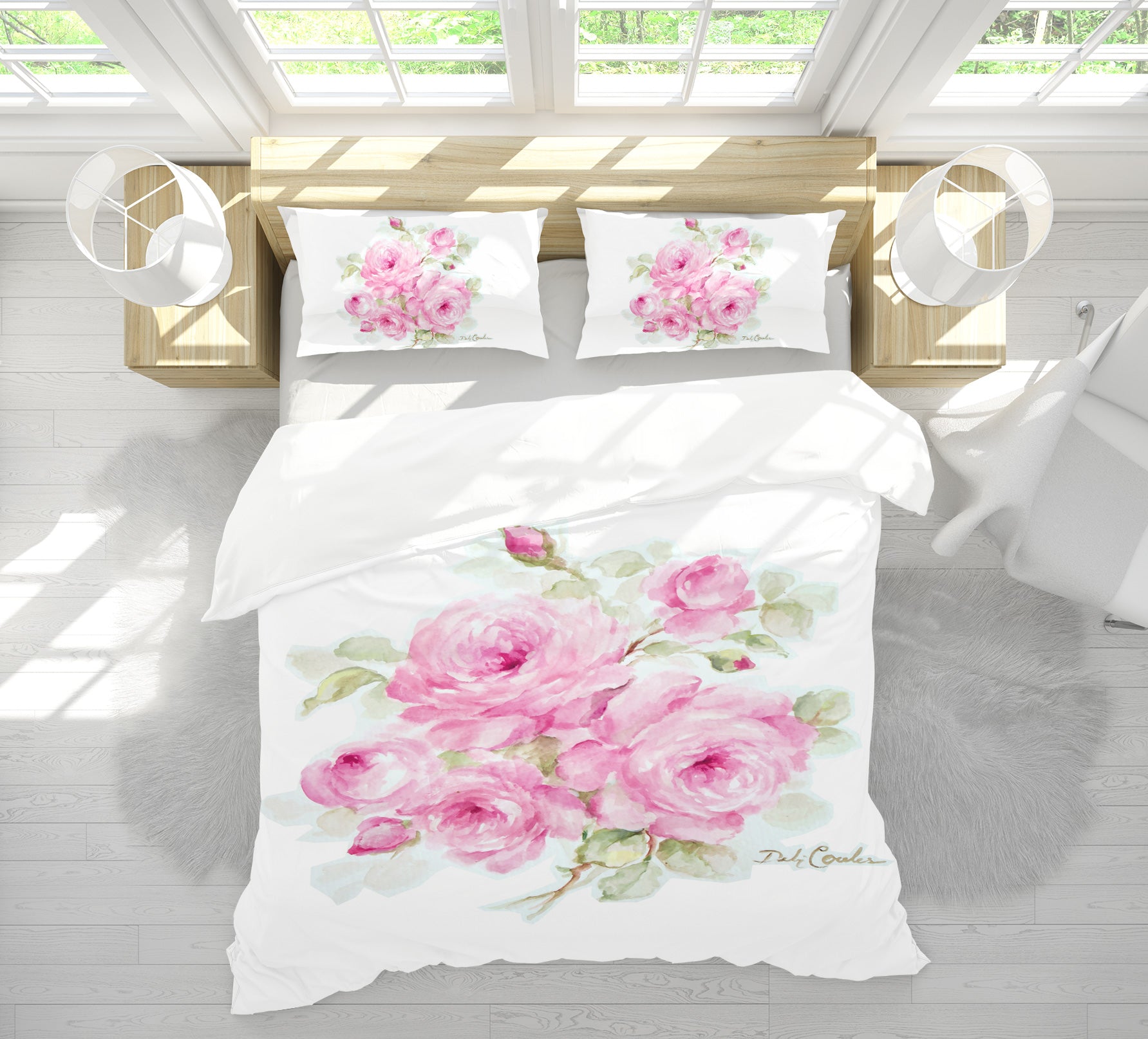 3D Flower Bush Pink 2129 Debi Coules Bedding Bed Pillowcases Quilt