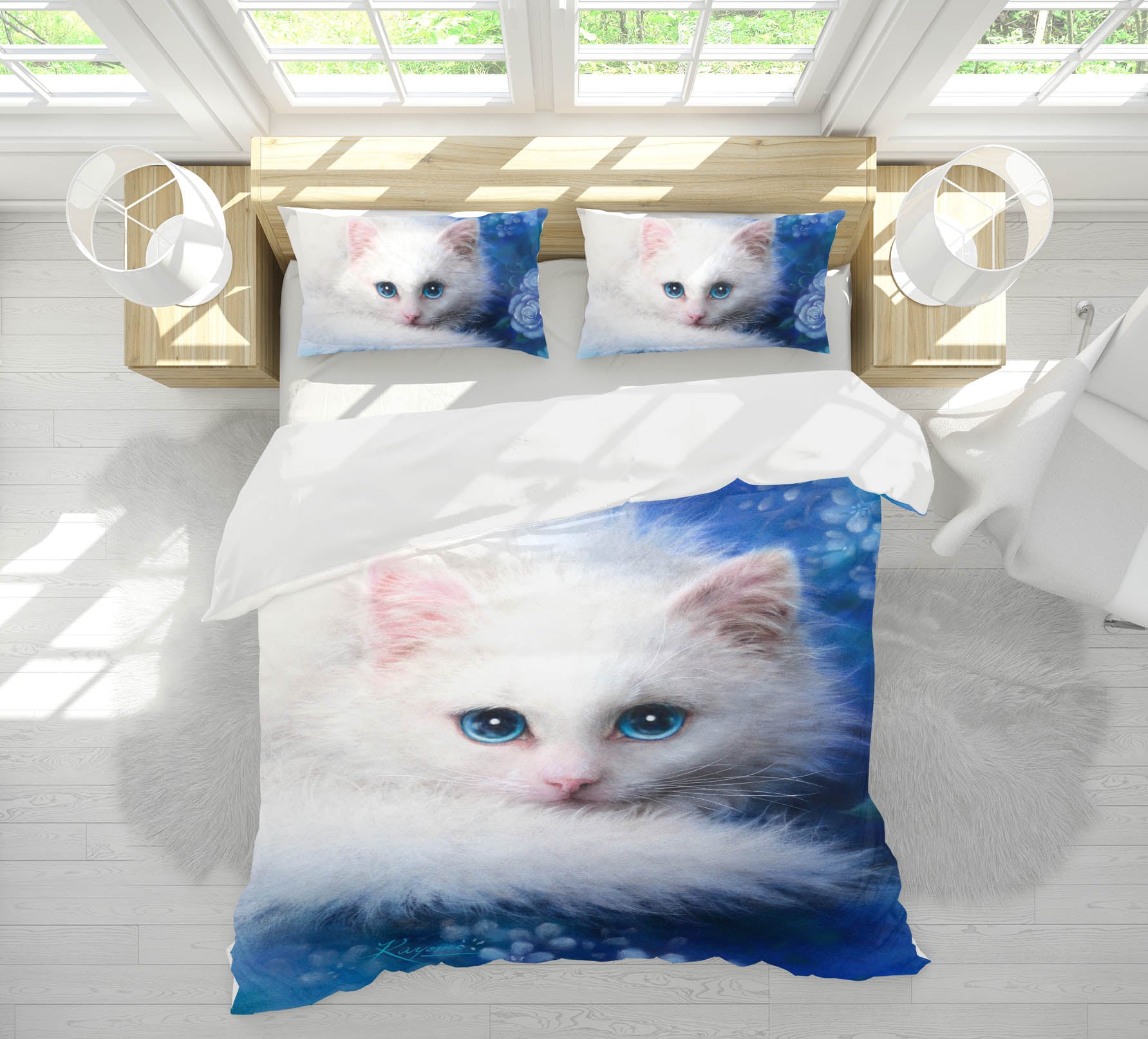 3D White Cat 5883 Kayomi Harai Bedding Bed Pillowcases Quilt Cover Duvet Cover