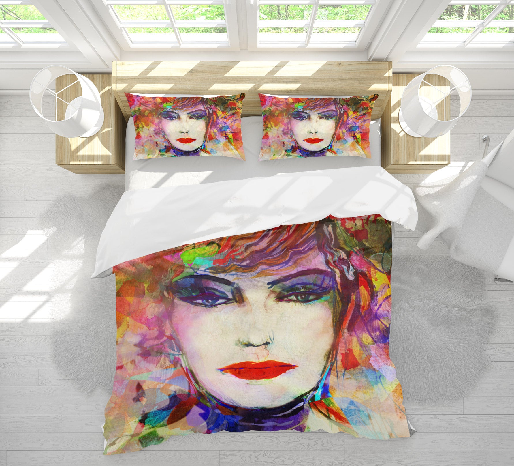 3D Makeup Model 008 Bed Pillowcases Quilt