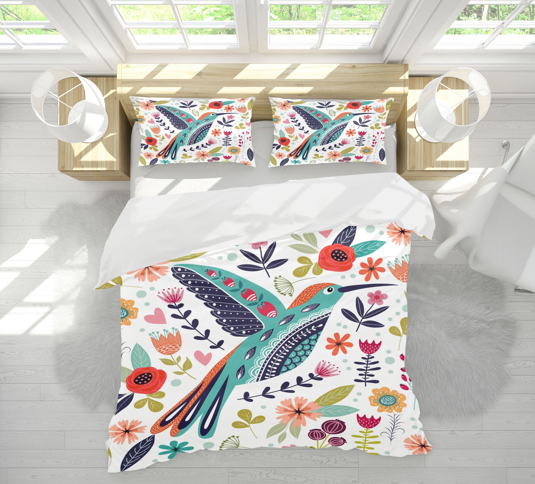 3D Flower Pattern Bird 64008 Bed Pillowcases Quilt