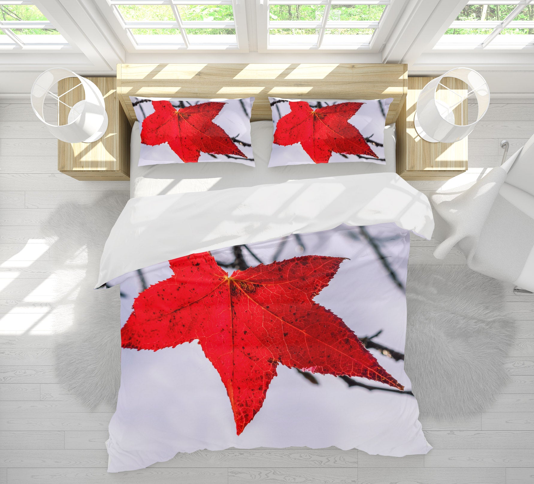 3D Red Leaf 135 Marco Carmassi Bedding Bed Pillowcases Quilt