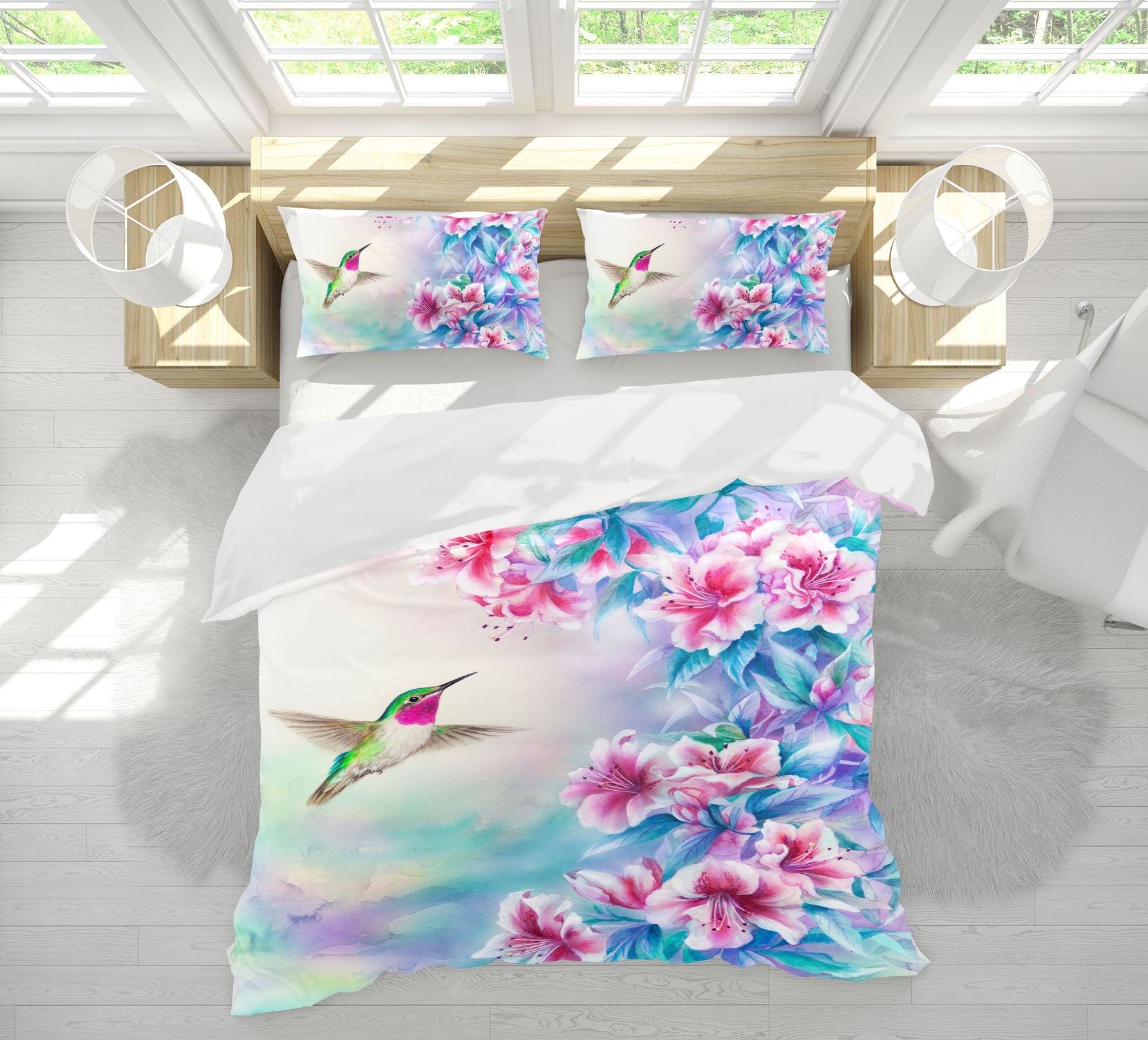 3D Pink Flower Bird 5861 Kayomi Harai Bedding Bed Pillowcases Quilt Cover Duvet Cover