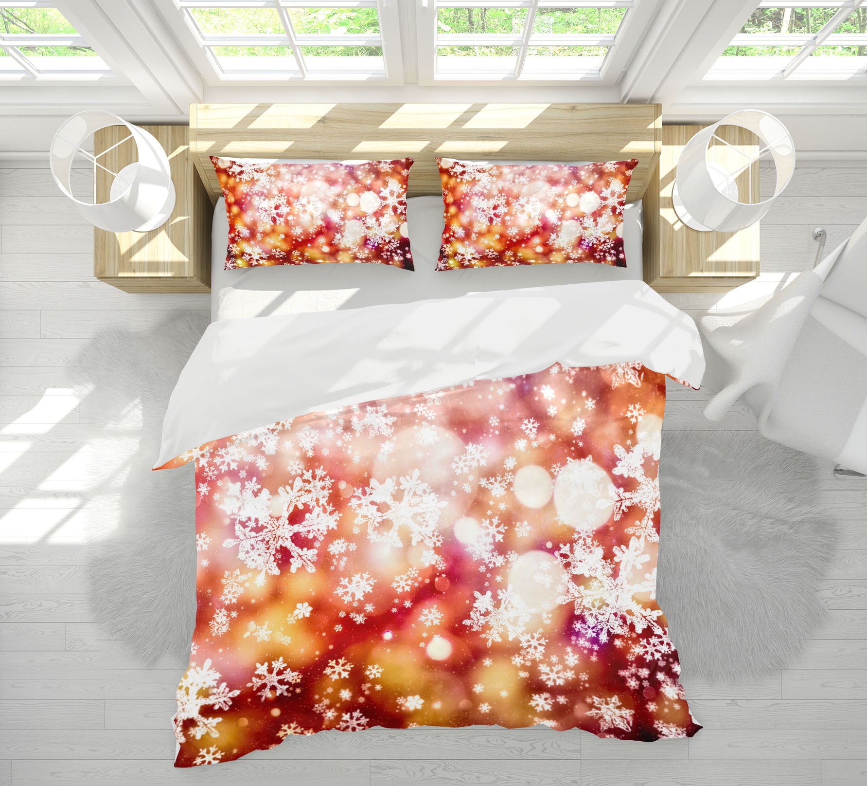 3D Snowflake 53029 Christmas Quilt Duvet Cover Xmas Bed Pillowcases