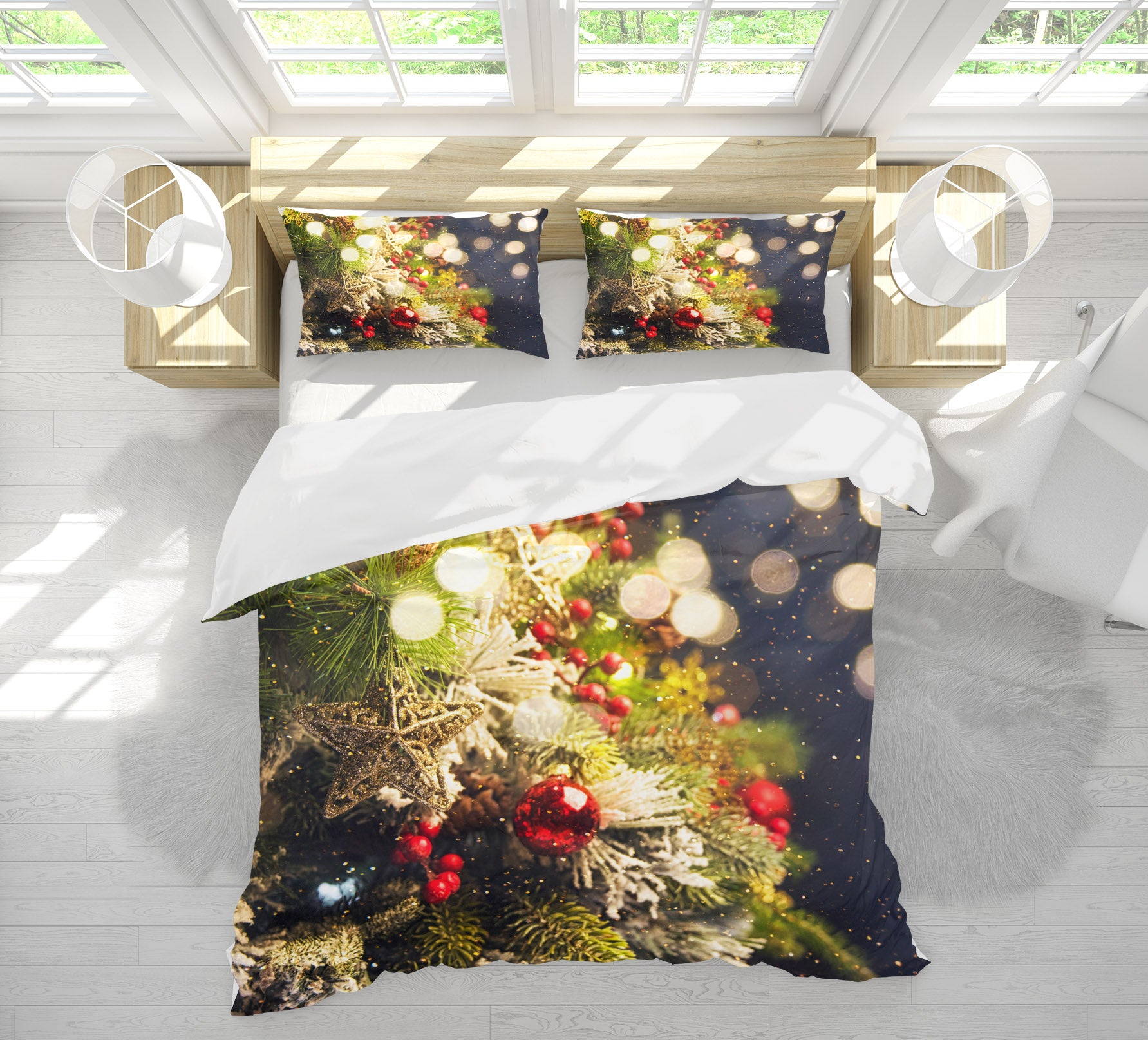 3D Branches 53033 Christmas Quilt Duvet Cover Xmas Bed Pillowcases