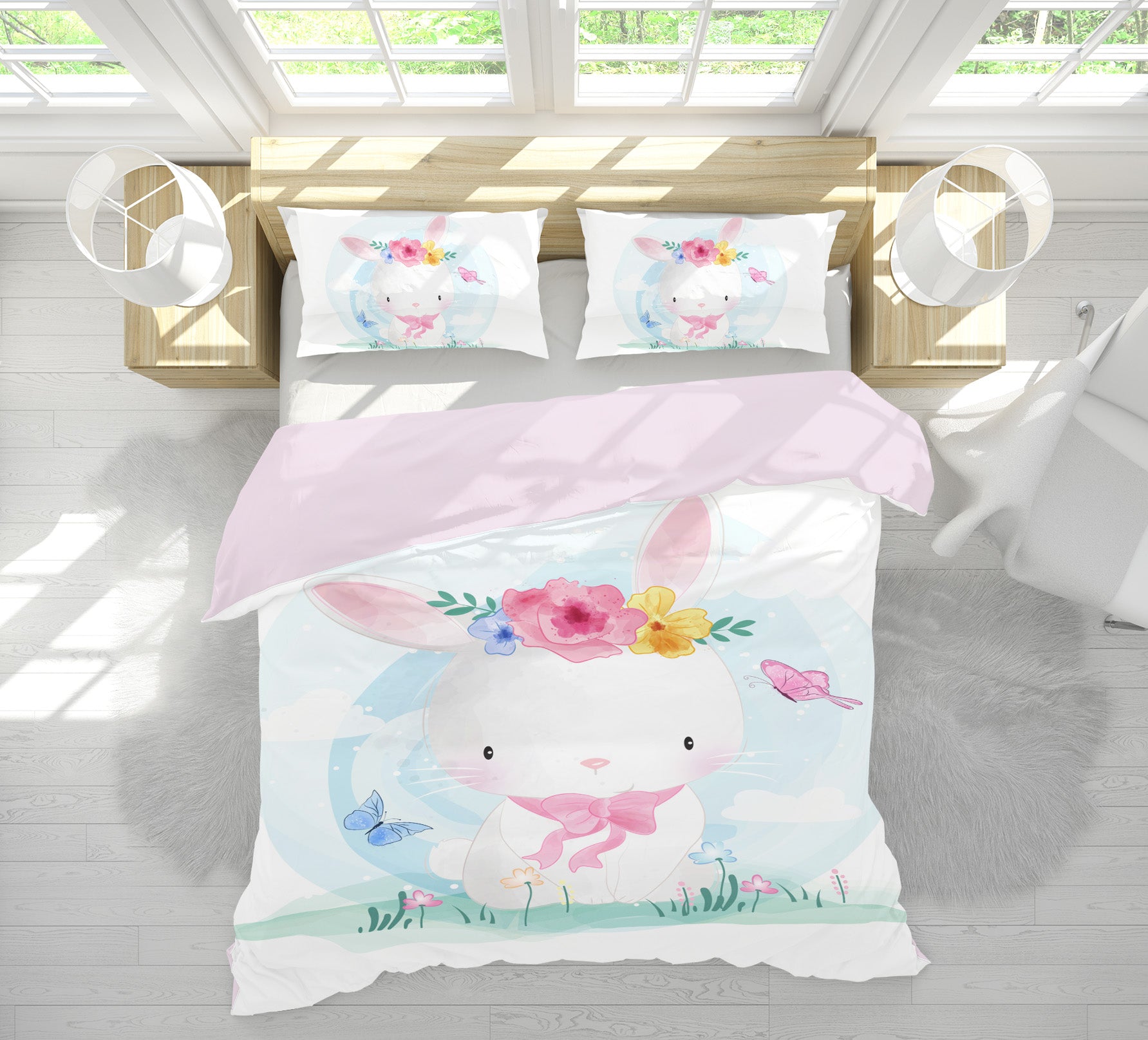 3D Cute Rabbit 67031 Bed Pillowcases Quilt