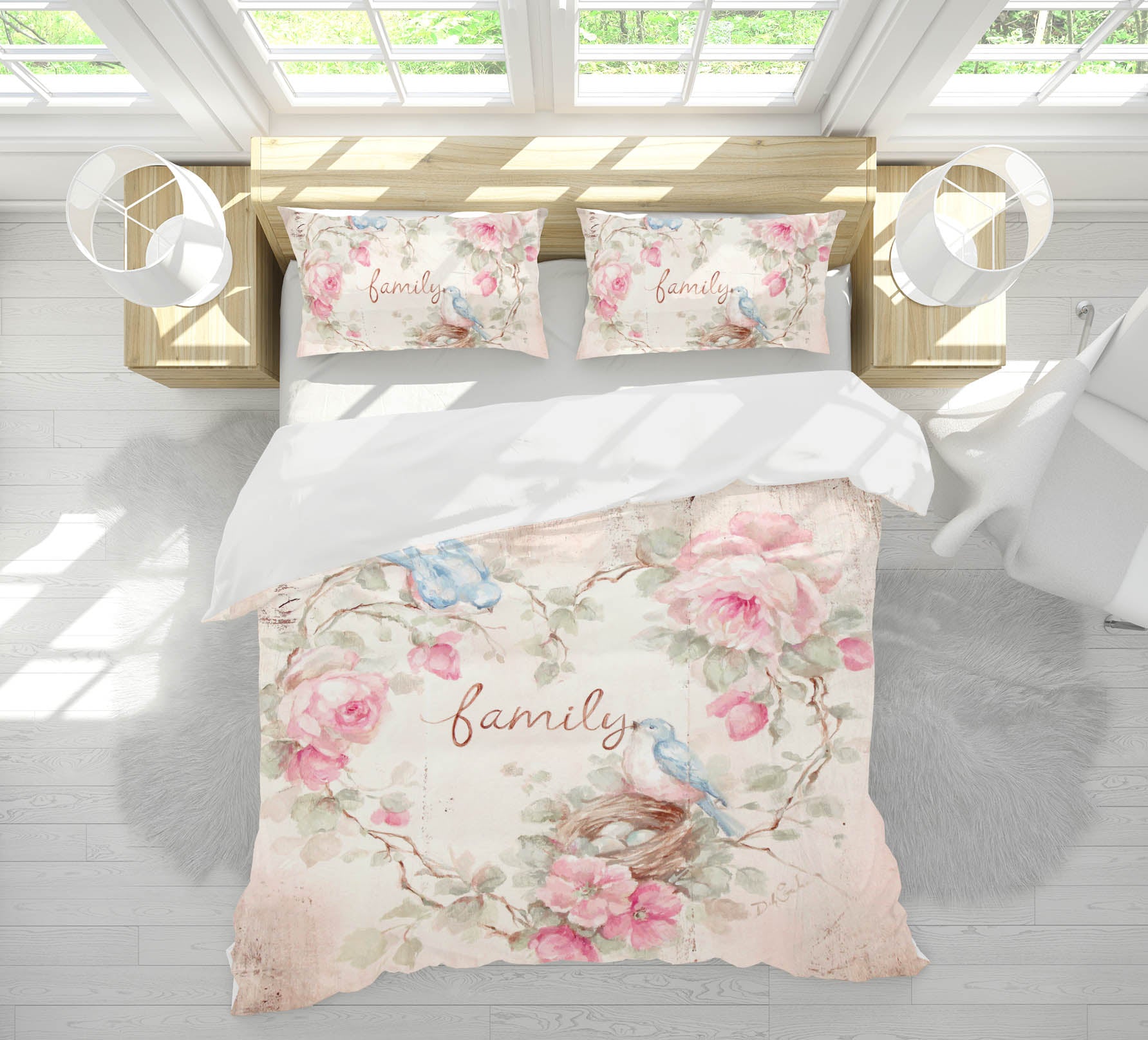 3D Pink Rose 105 Debi Coules Bedding Bed Pillowcases Quilt