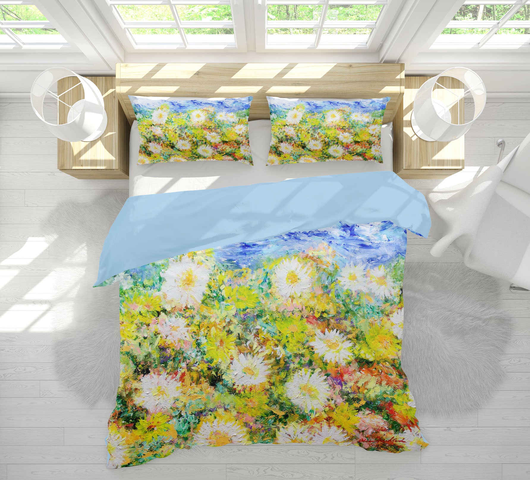 3D White Chrysanthemum 1146 Allan P. Friedlander Bedding Bed Pillowcases Quilt