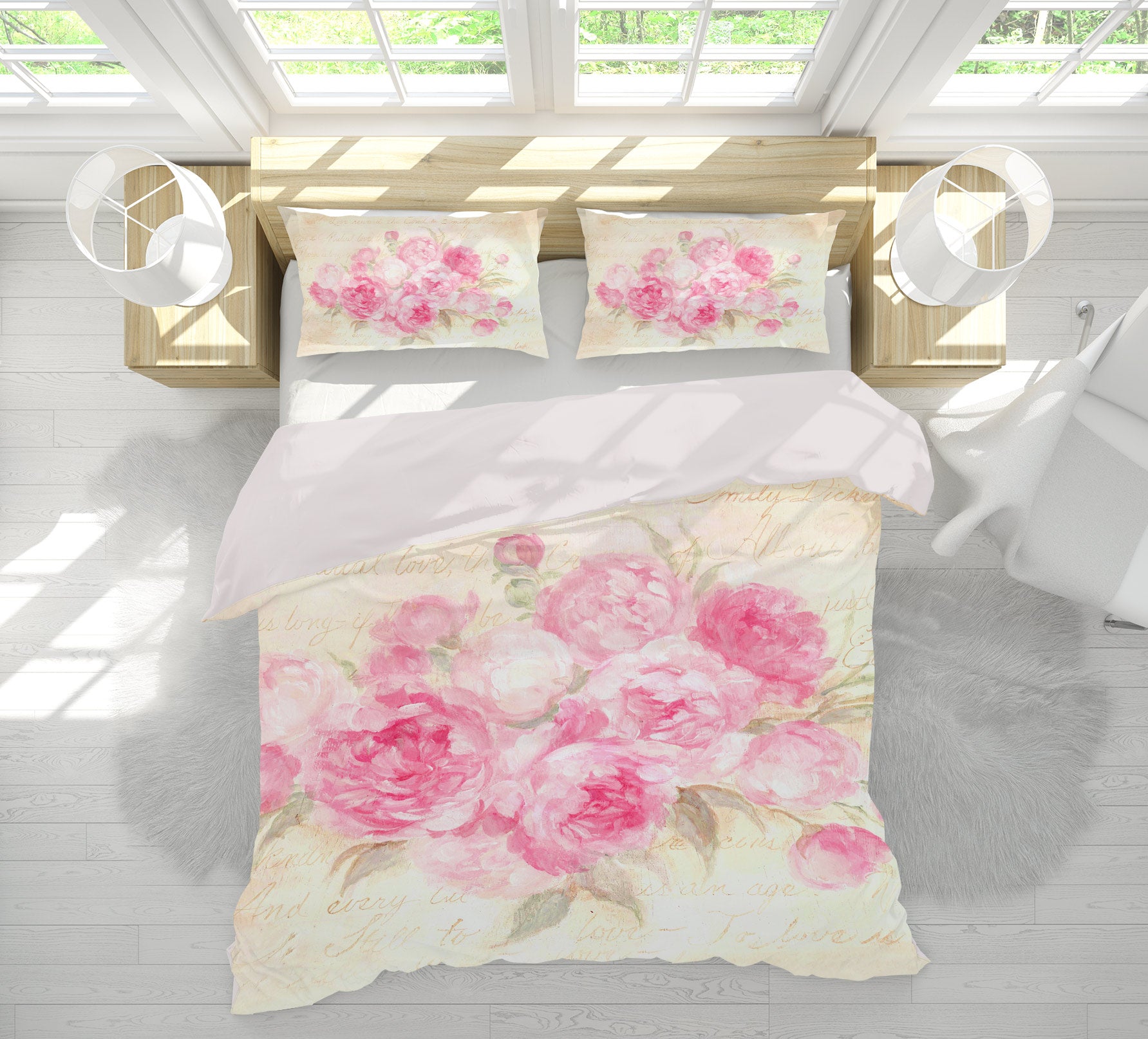 3D Pink Flower Bush 2120 Debi Coules Bedding Bed Pillowcases Quilt