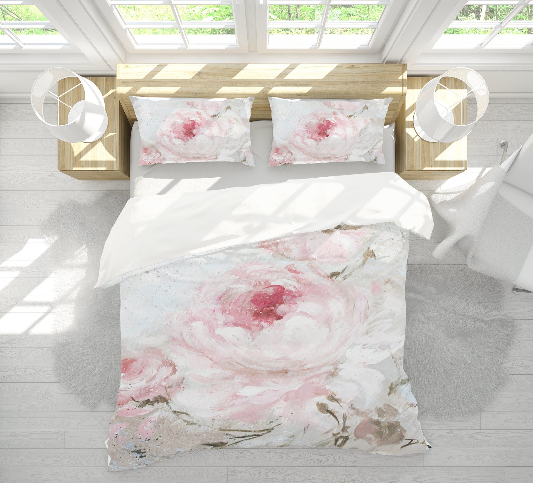 3D White Pink Flowers 2073 Debi Coules Bedding Bed Pillowcases Quilt