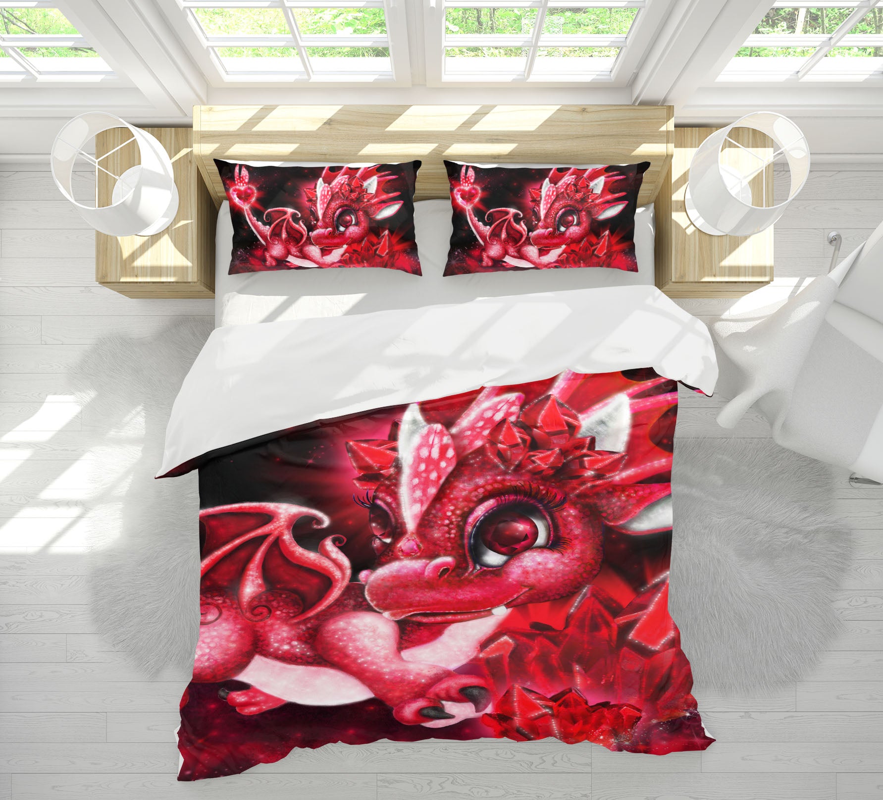 3D Red Love Dragon 8559 Sheena Pike Bedding Bed Pillowcases Quilt Cover Duvet Cover