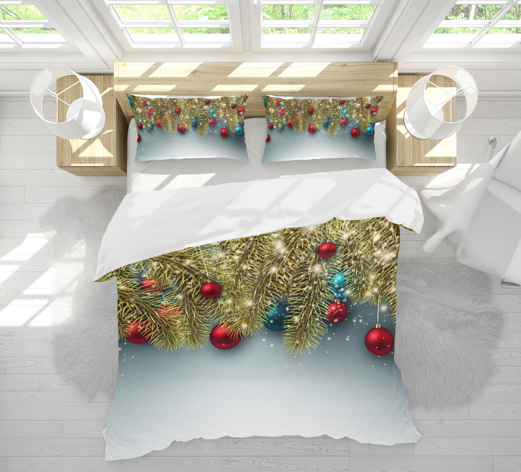 3D Golden Branches Ball 53026 Christmas Quilt Duvet Cover Xmas Bed Pillowcases