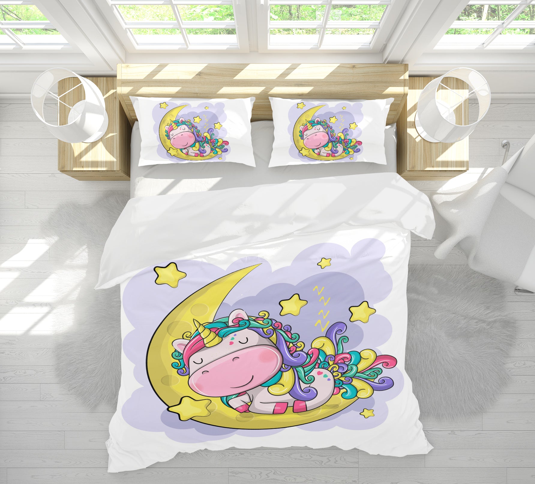 3D Moon Unicorn 63205 Bed Pillowcases Quilt