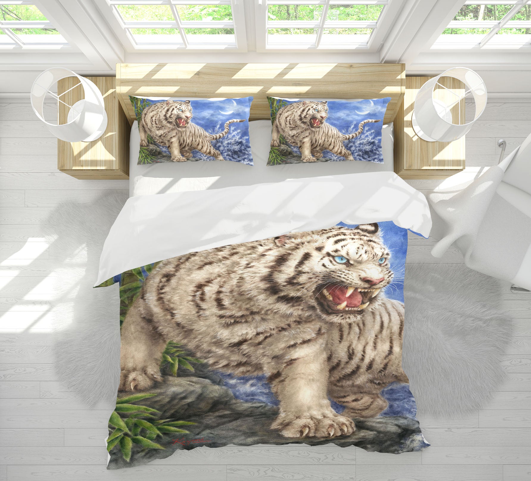 3D White Tiger 5886 Kayomi Harai Bedding Bed Pillowcases Quilt Cover Duvet Cover