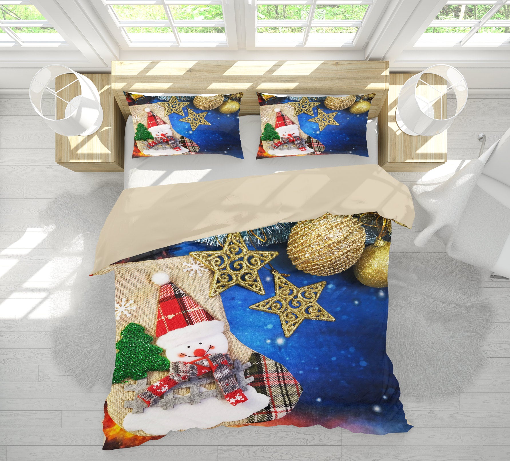 3D Snowman 52200 Christmas Quilt Duvet Cover Xmas Bed Pillowcases