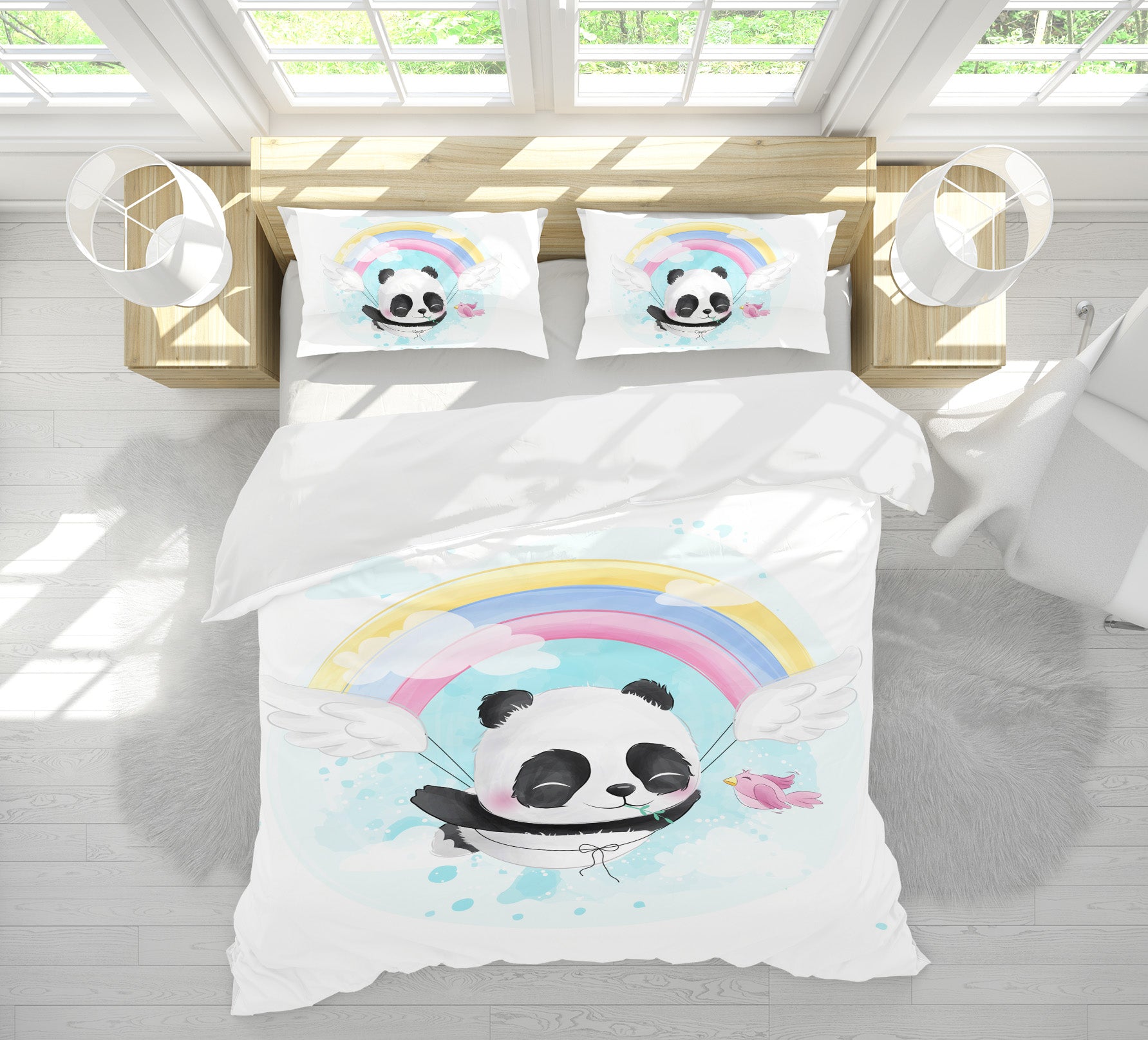 3D Rainbow Panda 67027 Bed Pillowcases Quilt