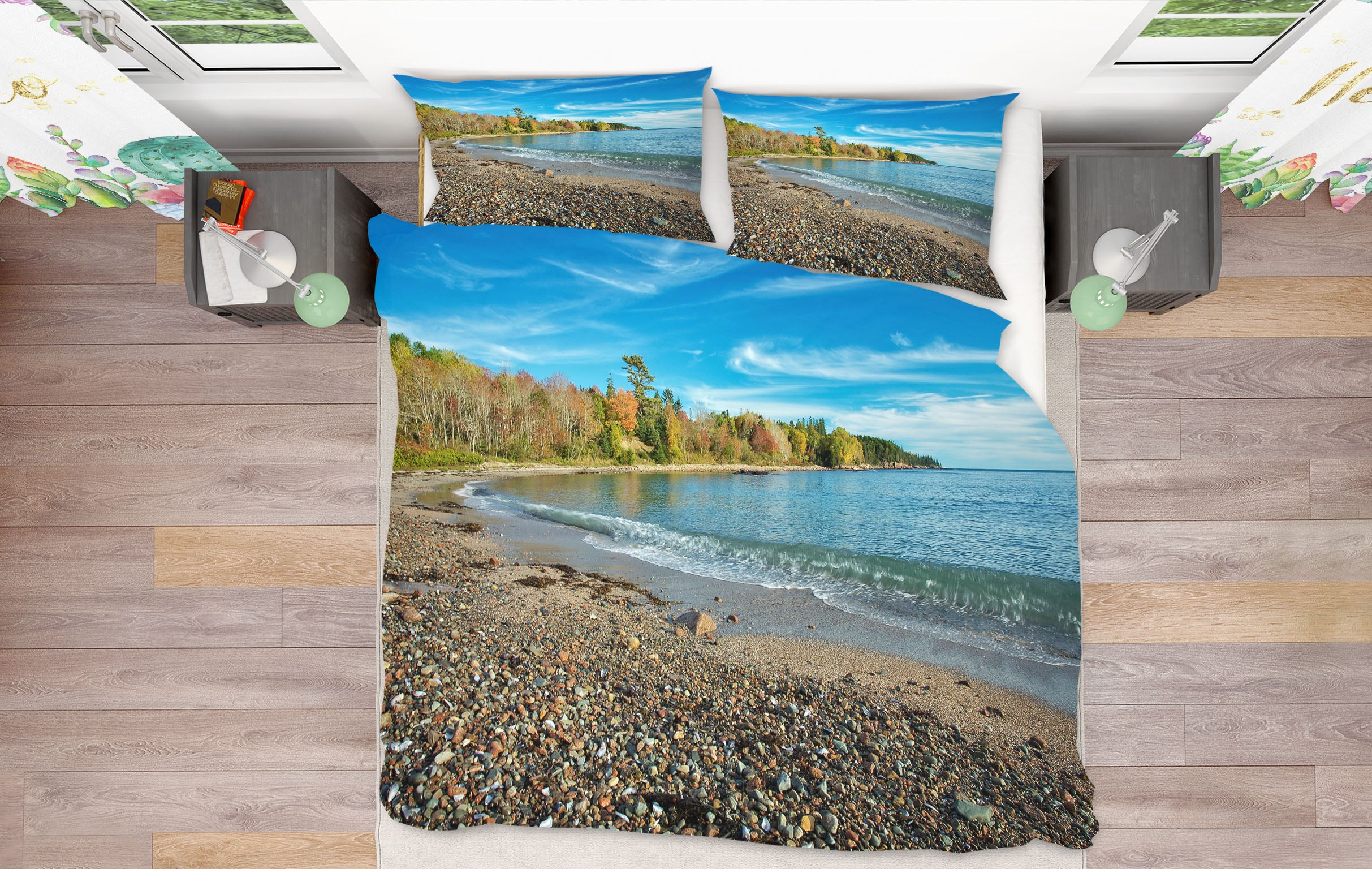 3D Coastline Color 62173 Kathy Barefield Bedding Bed Pillowcases Quilt