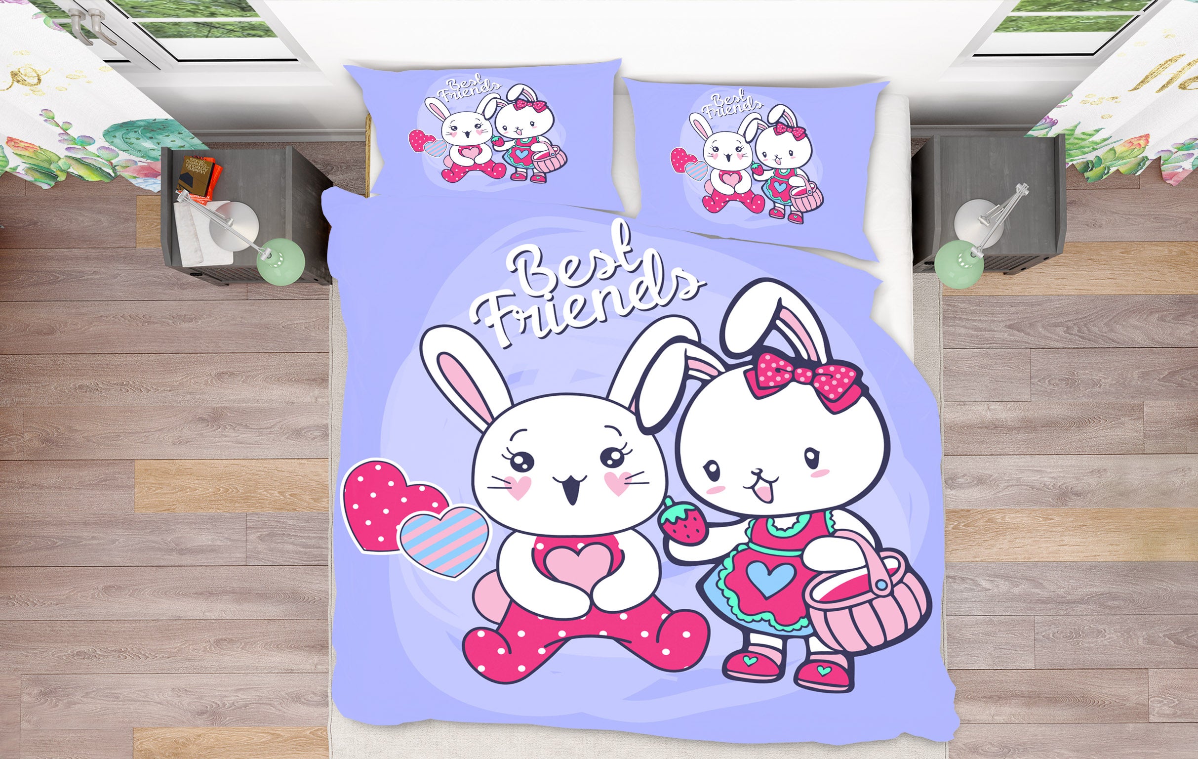 3D Cartoon Bunny 63213 Bed Pillowcases Quilt