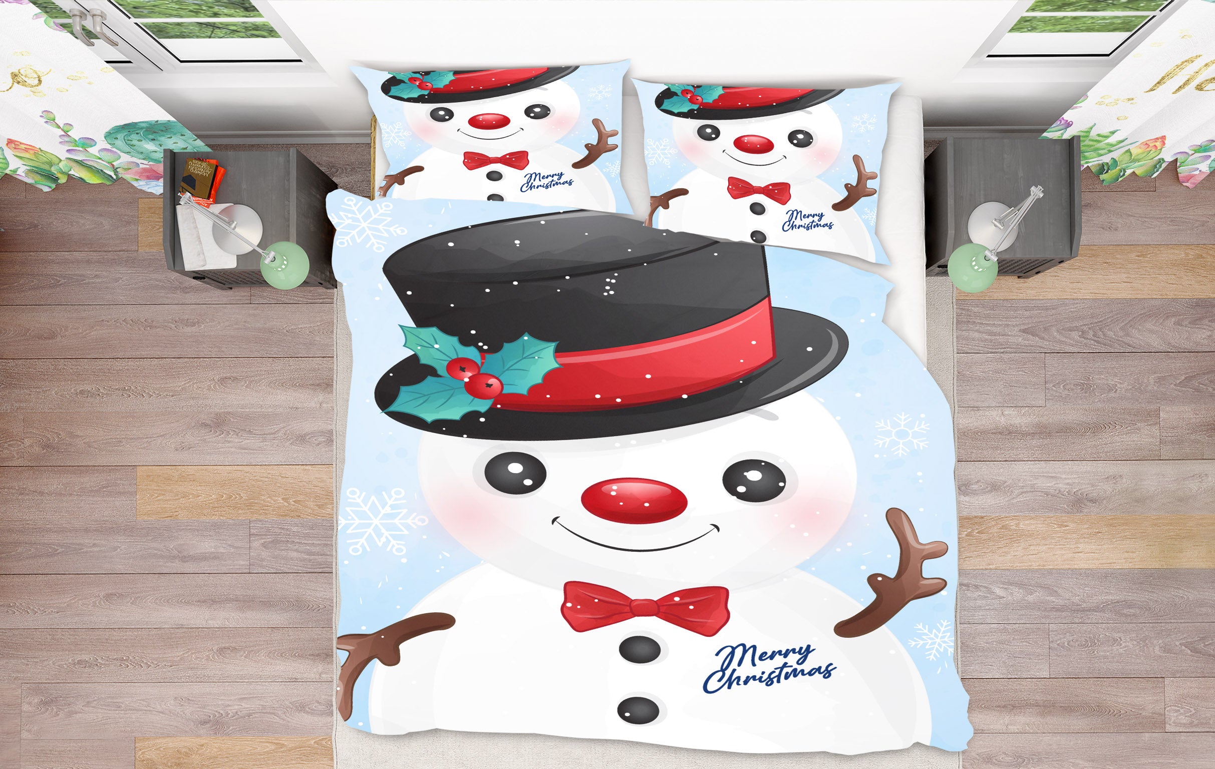 3D Snowman 52208 Christmas Quilt Duvet Cover Xmas Bed Pillowcases