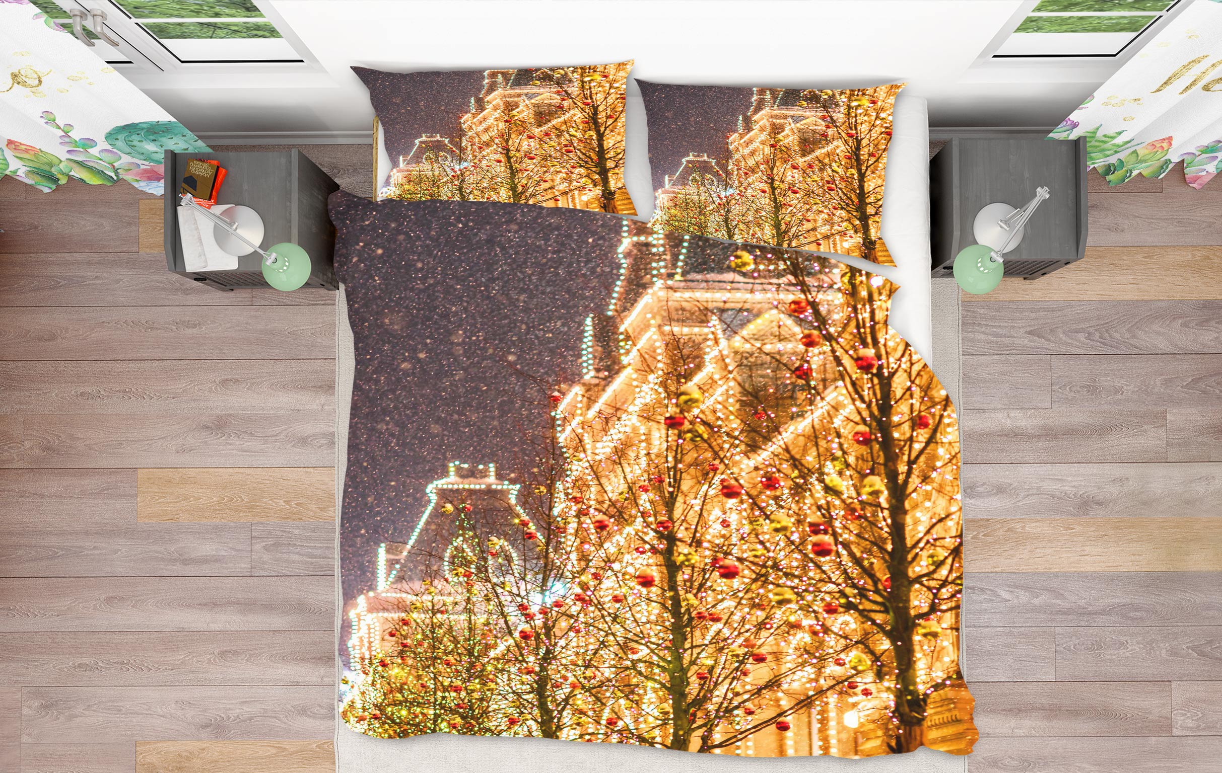 3D Golden House 52184 Christmas Quilt Duvet Cover Xmas Bed Pillowcases