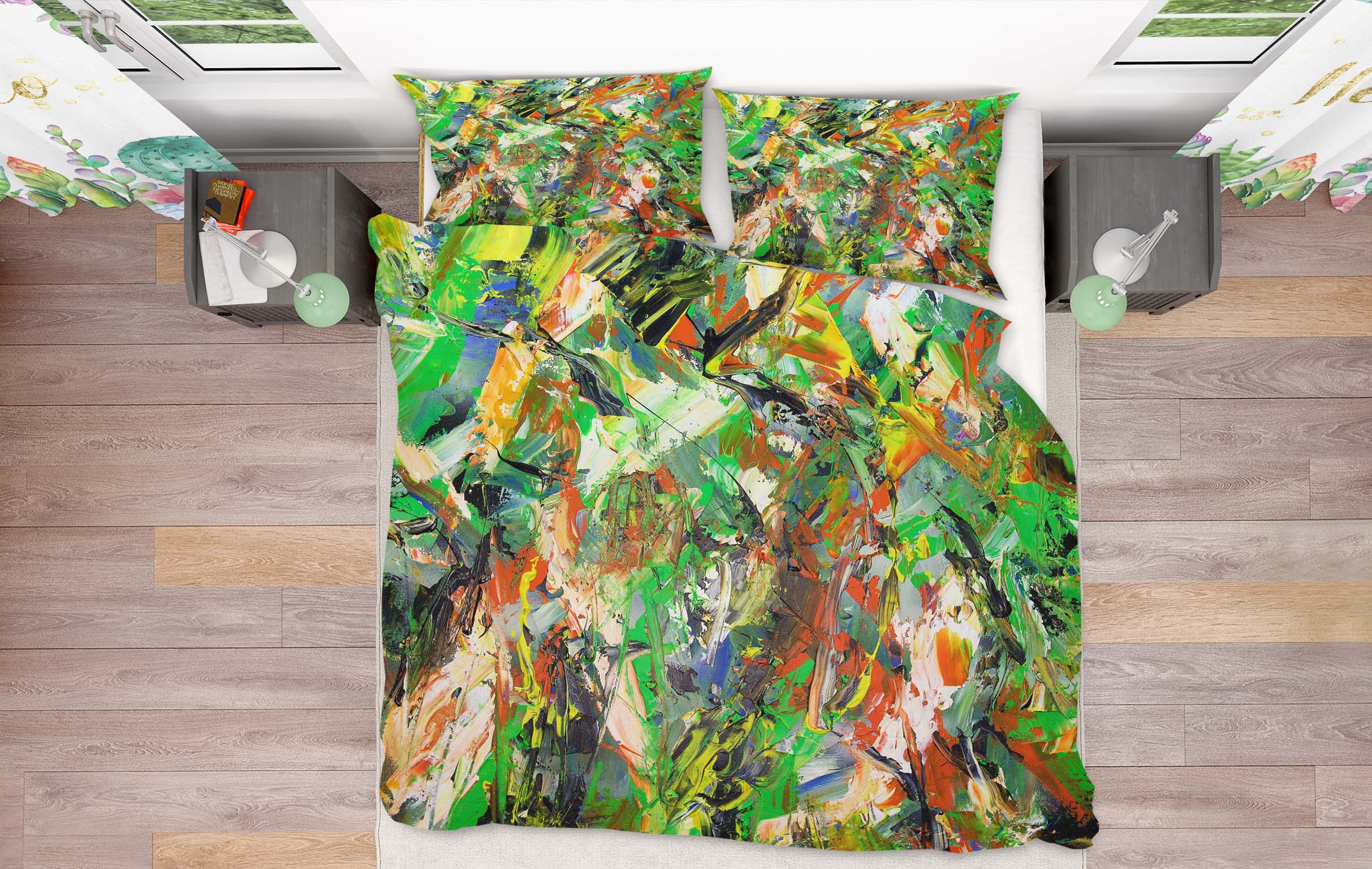 3D Green Painting 1135 Allan P. Friedlander Bedding Bed Pillowcases Quilt