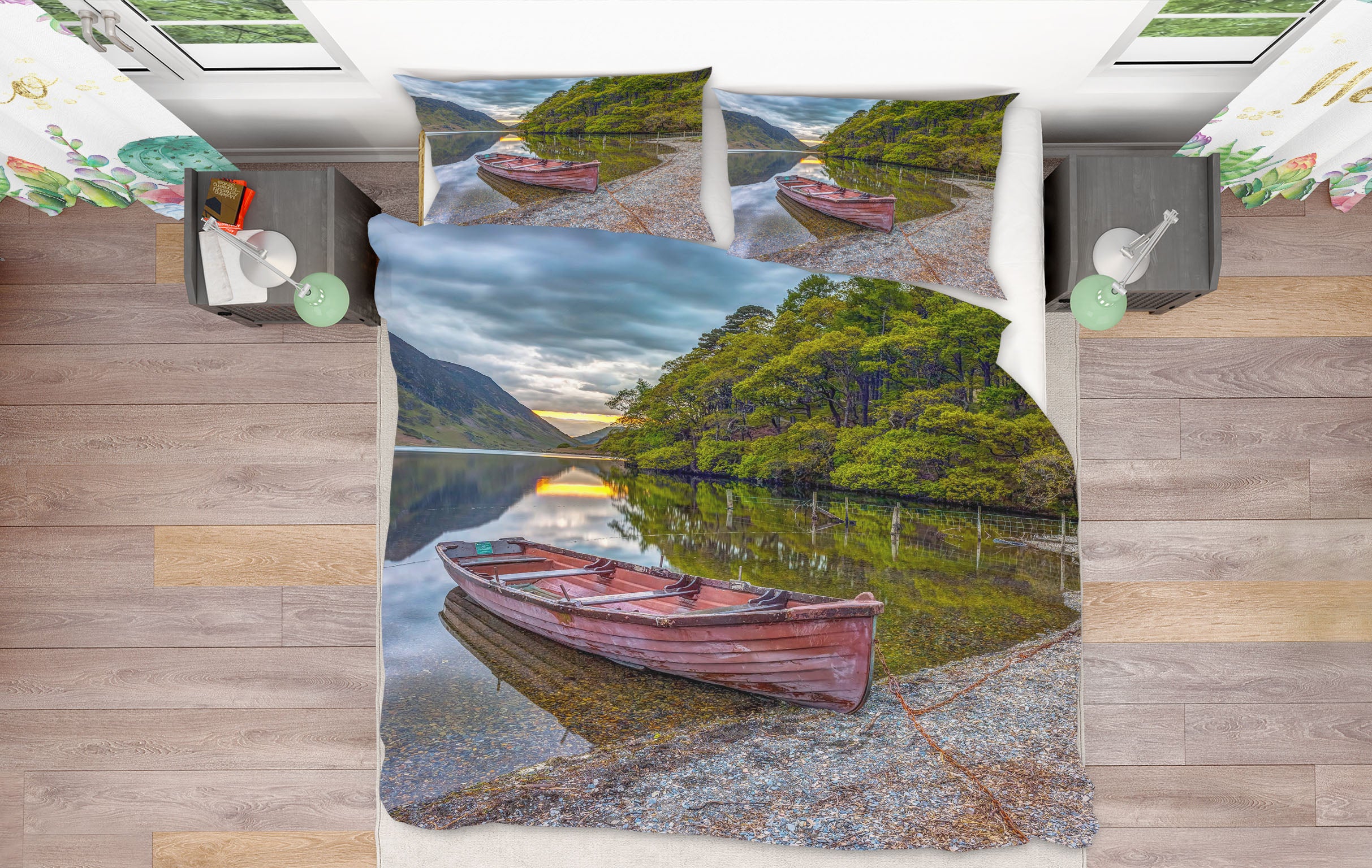 3D Lakeside Boat 8604 Assaf Frank Bedding Bed Pillowcases Quilt