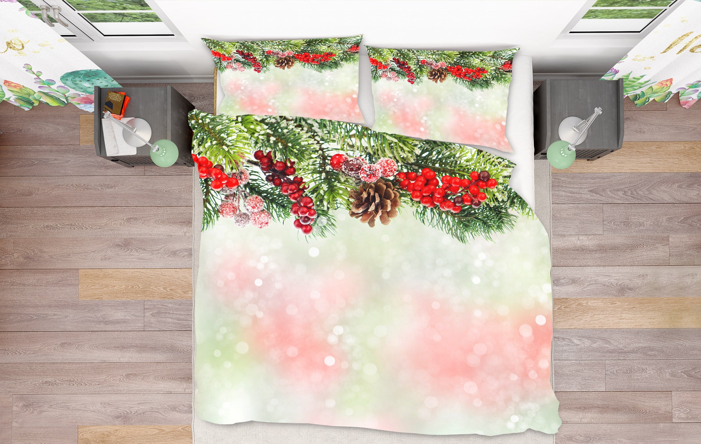 3D Branches 52227 Christmas Quilt Duvet Cover Xmas Bed Pillowcases